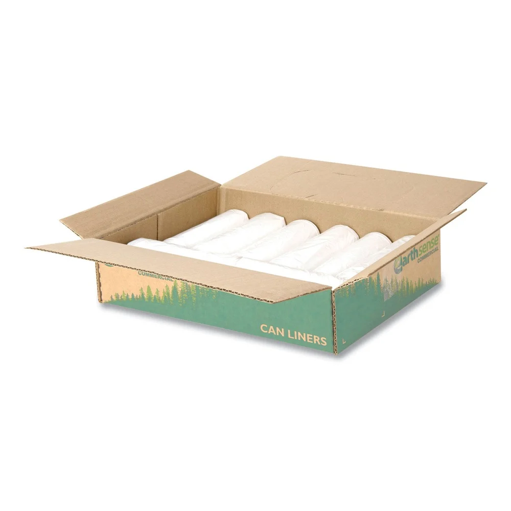 Earthsense Commercial 13 Gallon 0.85 mil 24 in. x 33 in. Linear-Low-Density Recycled Tall Kitchen Bags - White (150/Box)