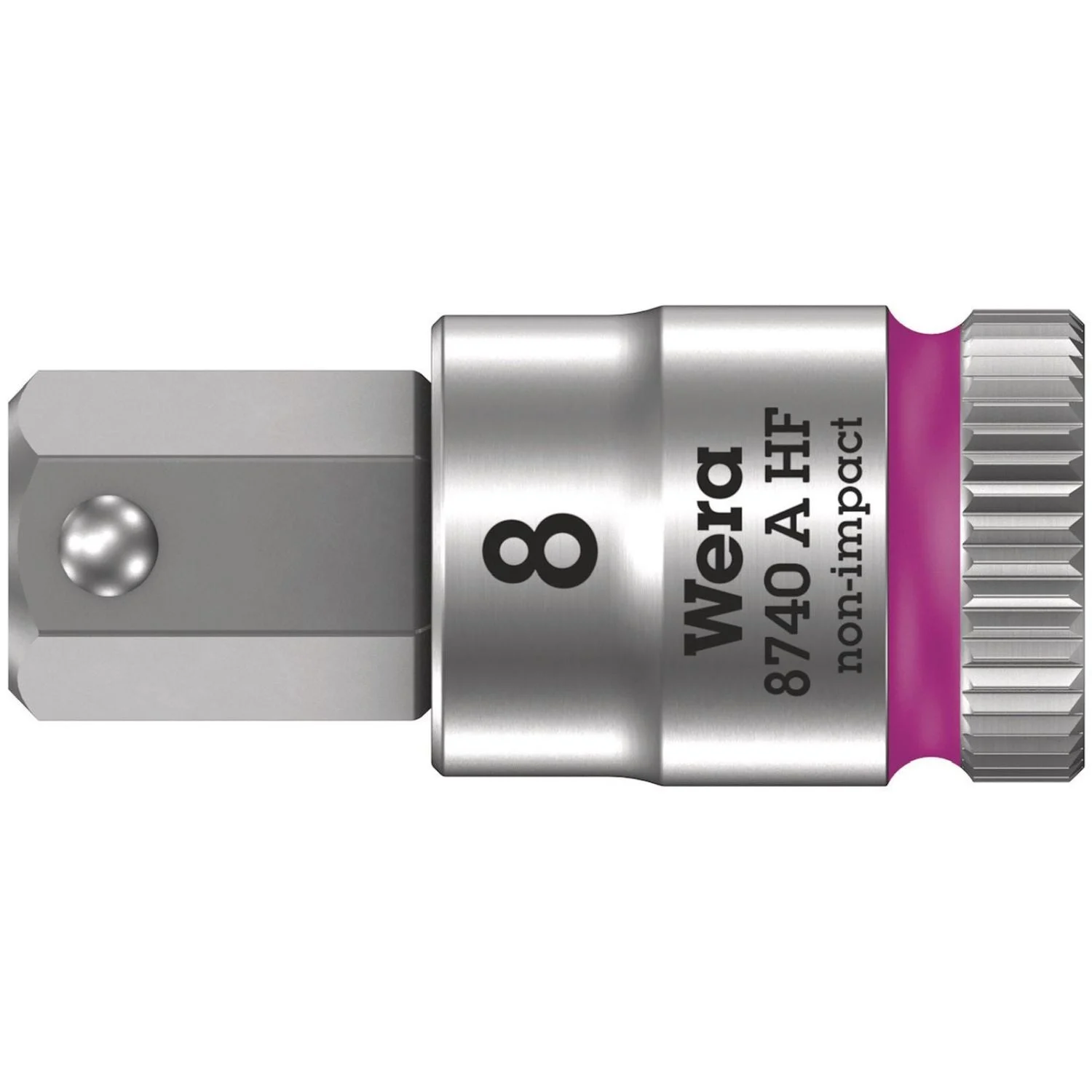Wera 8740 A Hf Zyklop Bit Socket With Holding Function, 1/4-in. Drive, 8x28-mm.