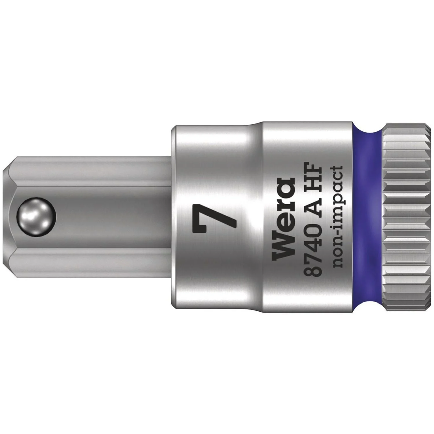 Wera 8740 A Hf Zyklop Bit Socket With Holding Function, 1/4-in. Drive, 7x28-mm.