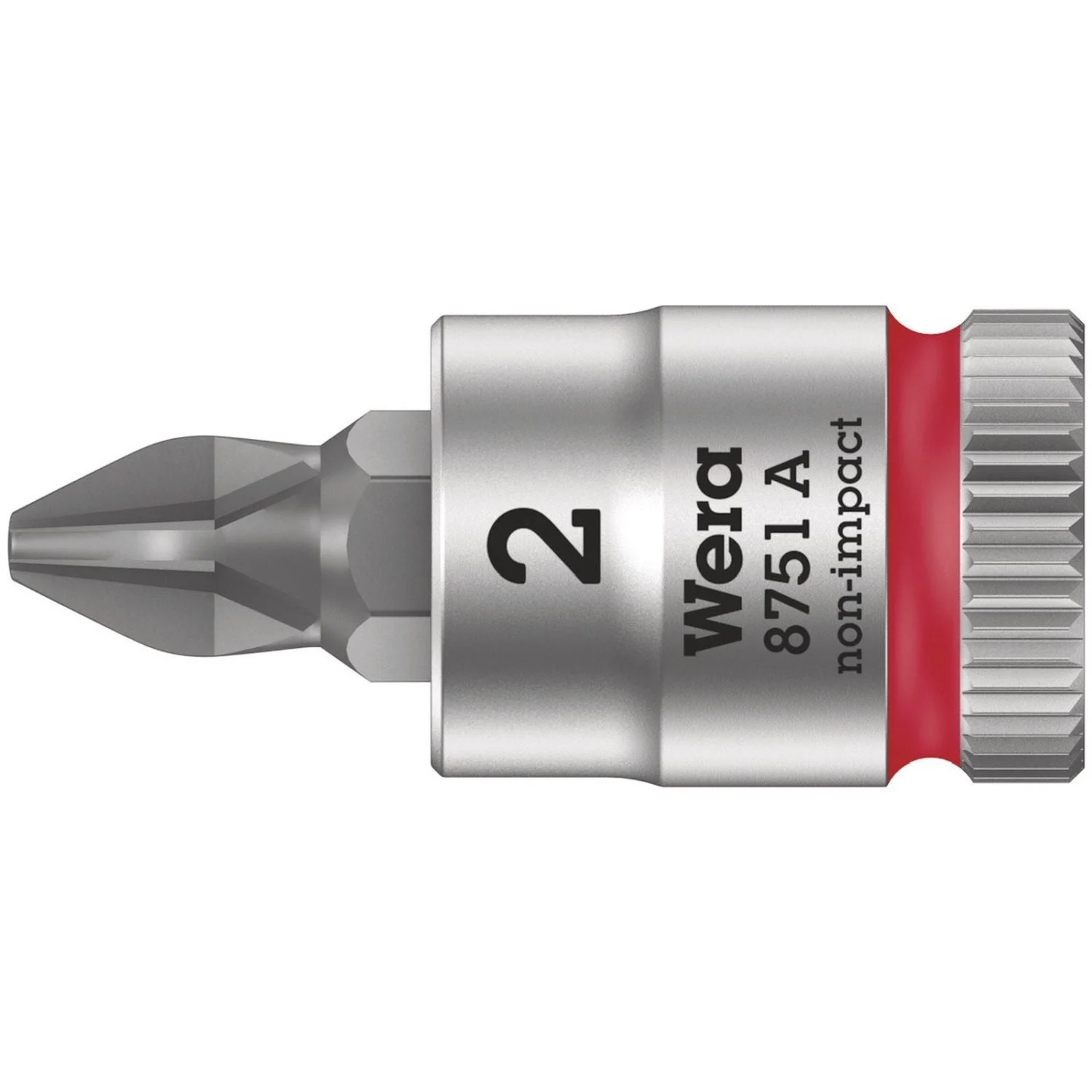 Wera 8751 A Phillips Zyklop Bit Socket, 1/4-in. Drive, Ph 2x28-mm.