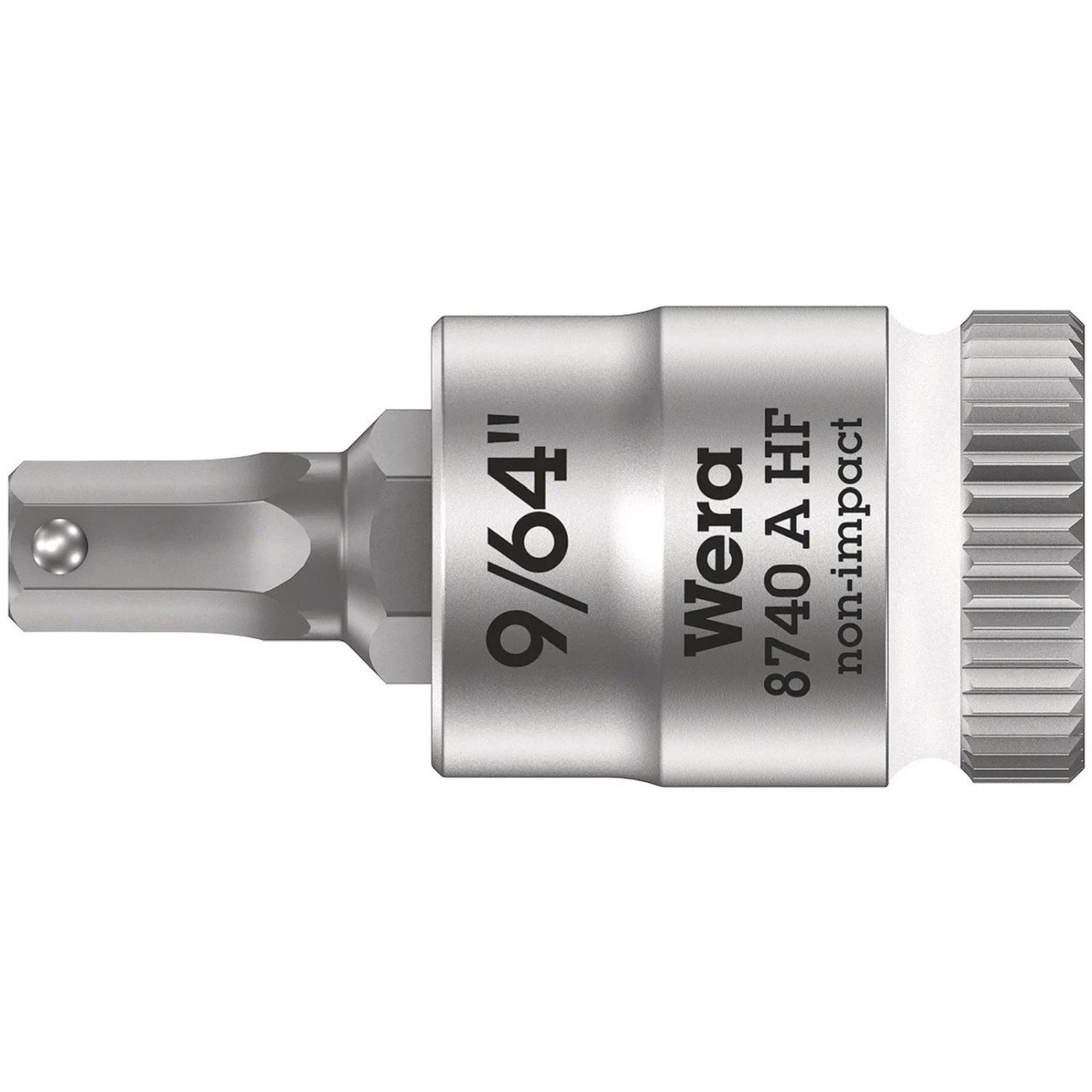 Wera 8740 A Hf Zyklop Bit Socket With Holding Function, 1/4-in. Drive, 9/64-in.x28-mm.