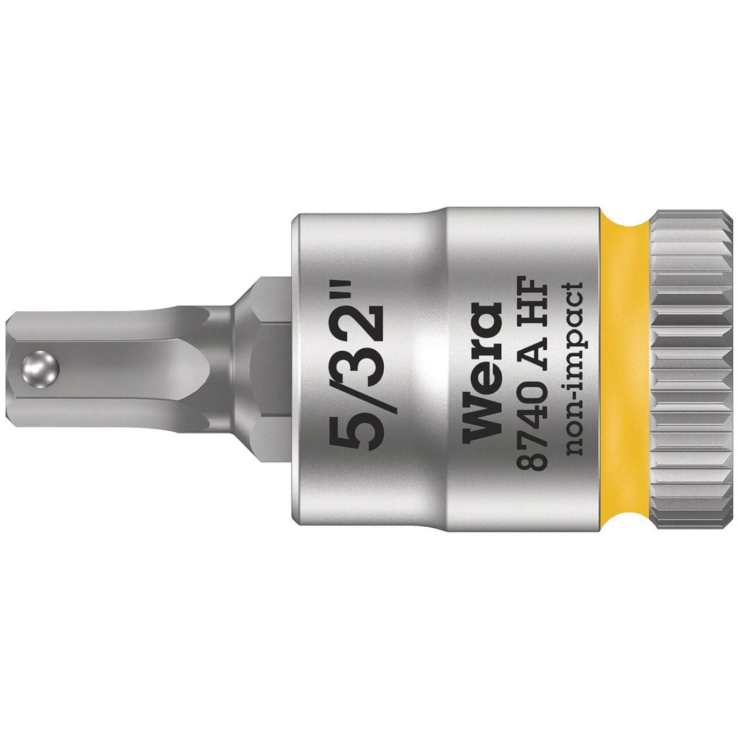 Wera 8740 A Hf Zyklop Bit Socket With Holding Function, 1/4-in. Drive, 5/32-in.x28-mm.