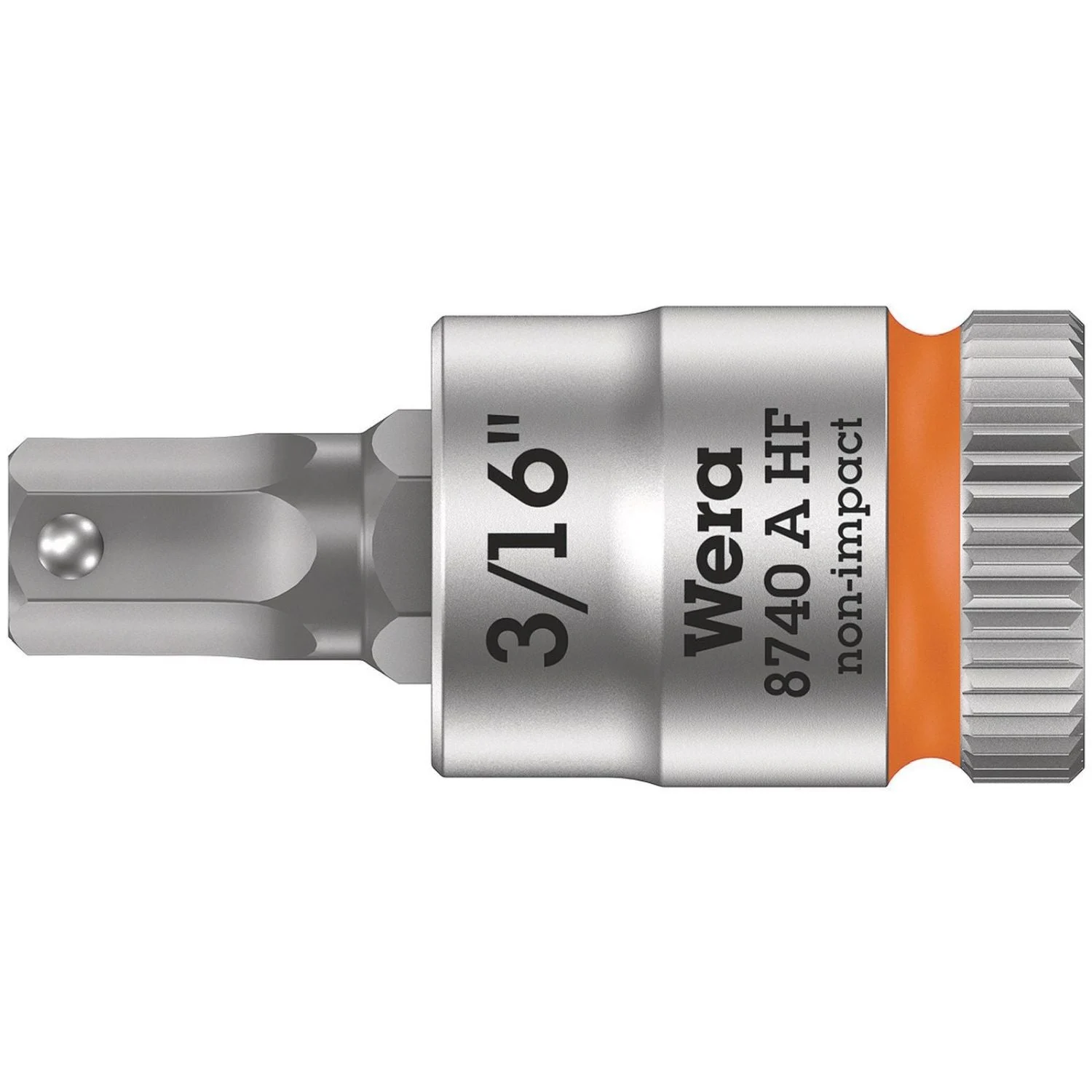 Wera 8740 A Hf Zyklop Bit Socket With Holding Function, 1/4-in. Drive, 3/16-in.x28-mm.