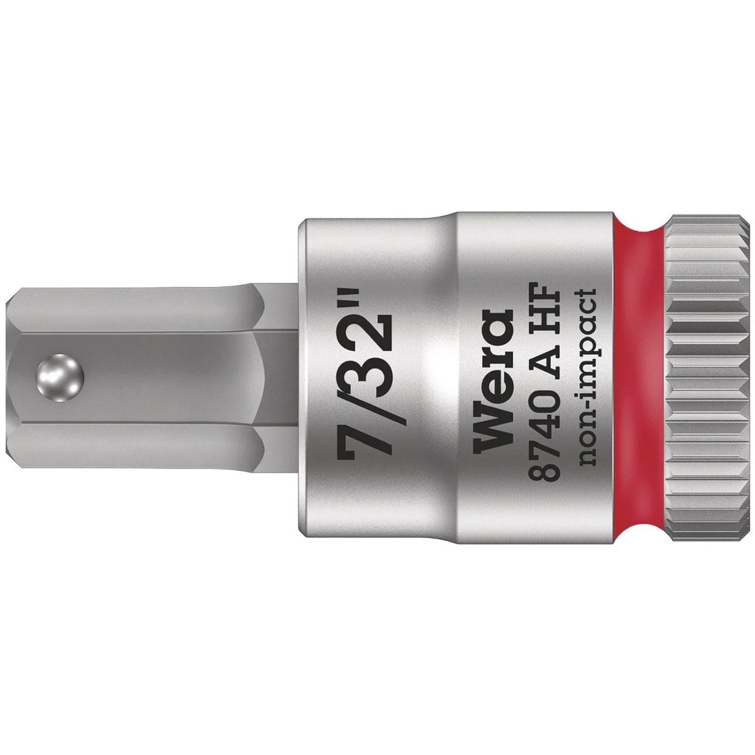 Wera 8740 A Hf Zyklop Bit Socket With Holding Function, 1/4-in. Drive, 7/32-in.x28-mm.