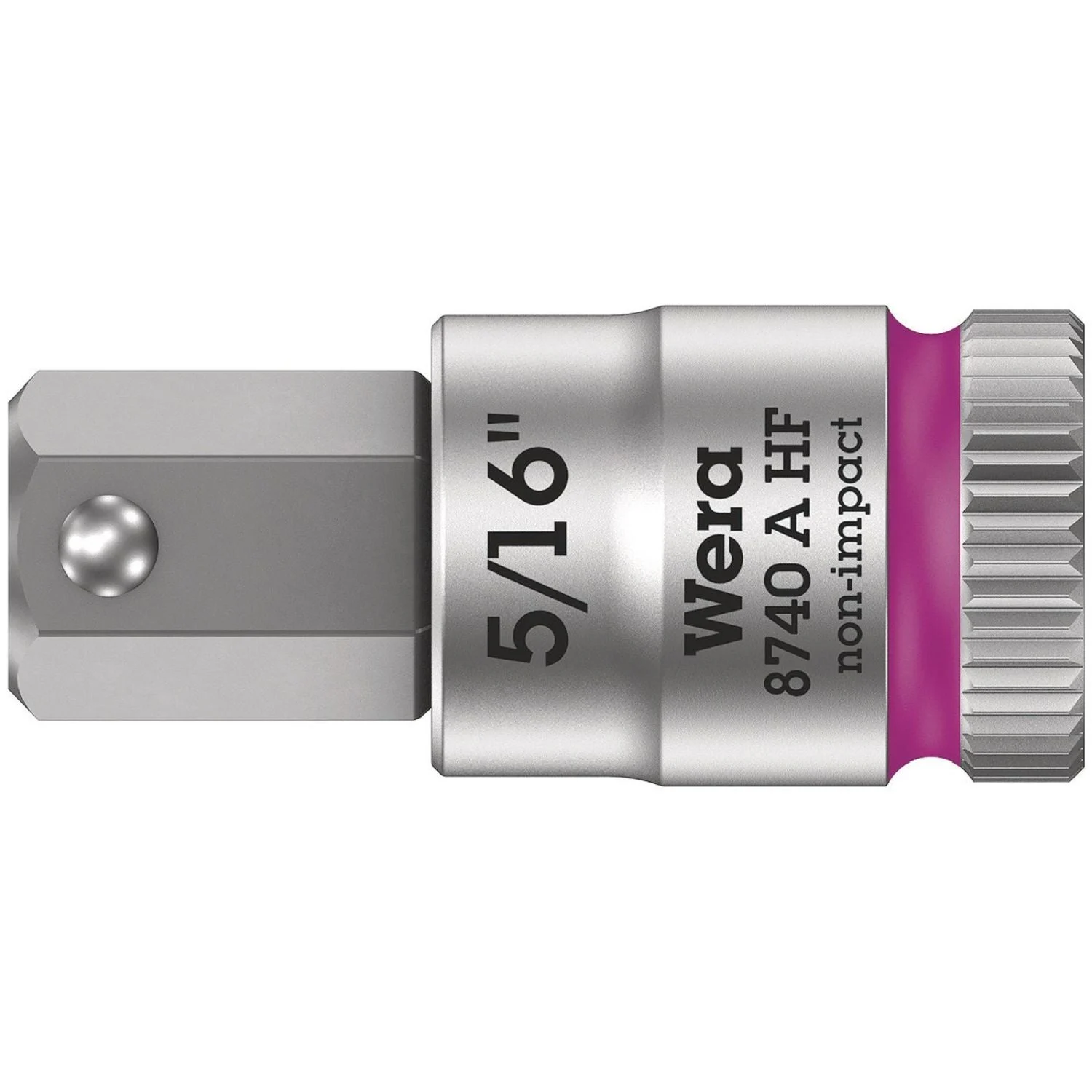Wera 8740 A Hf Zyklop Bit Socket With Holding Function, 1/4-in. Drive, 5/16-in.x28-mm.