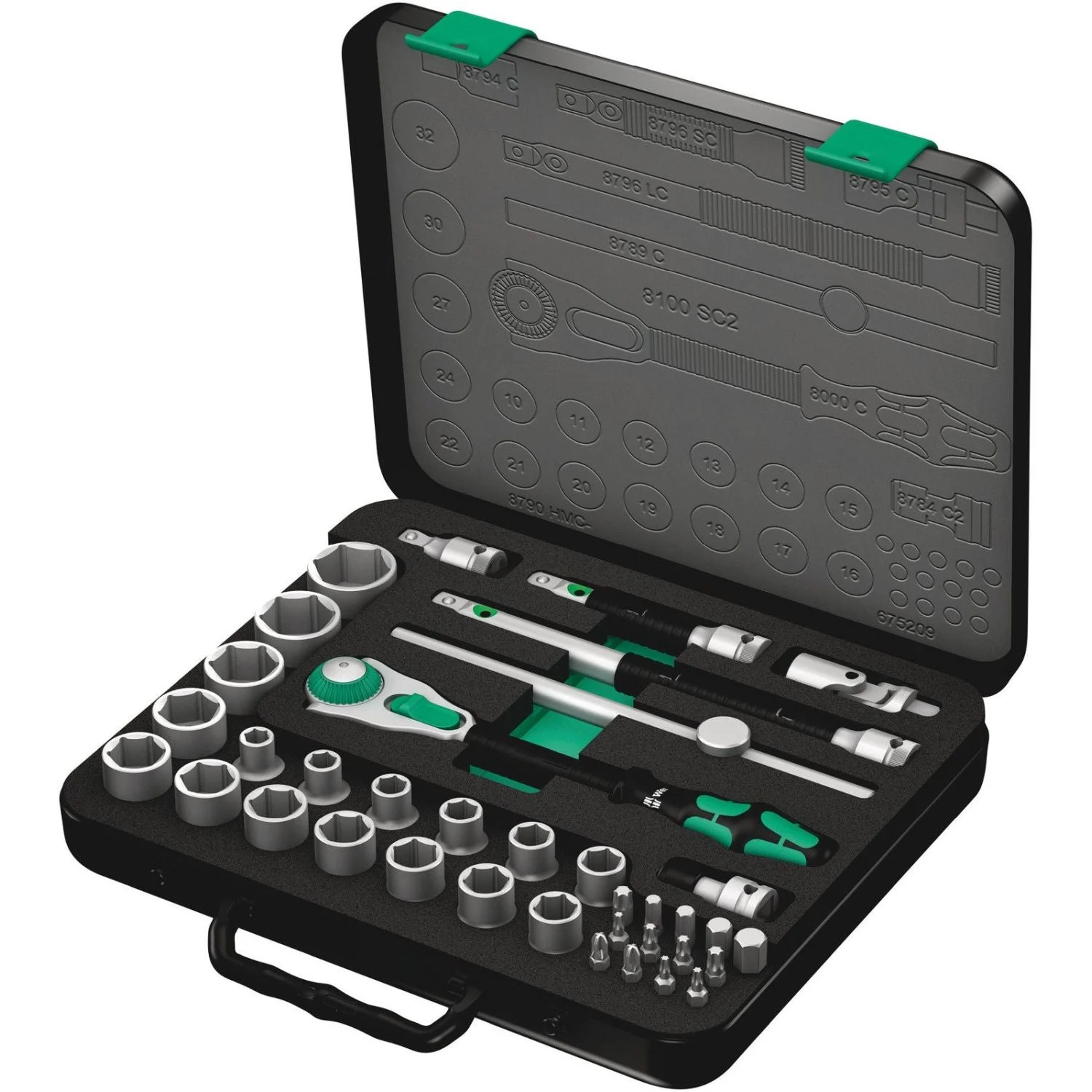 Wera 8100 Sc 2 Zyklop Speed Ratchet Set, 1/2-in. Drive, Metric, 37-Pieces