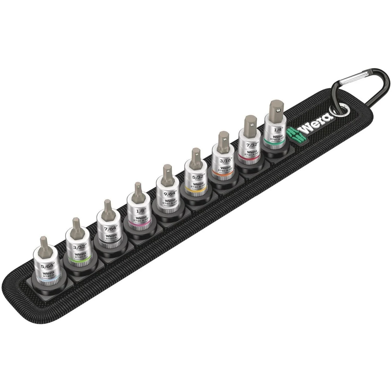 Wera Belt A Imperial 1 Zyklop In-Hex-Plus Bit Socket Set With Holding Function, 1/4-in. Drive, 9-Pieces