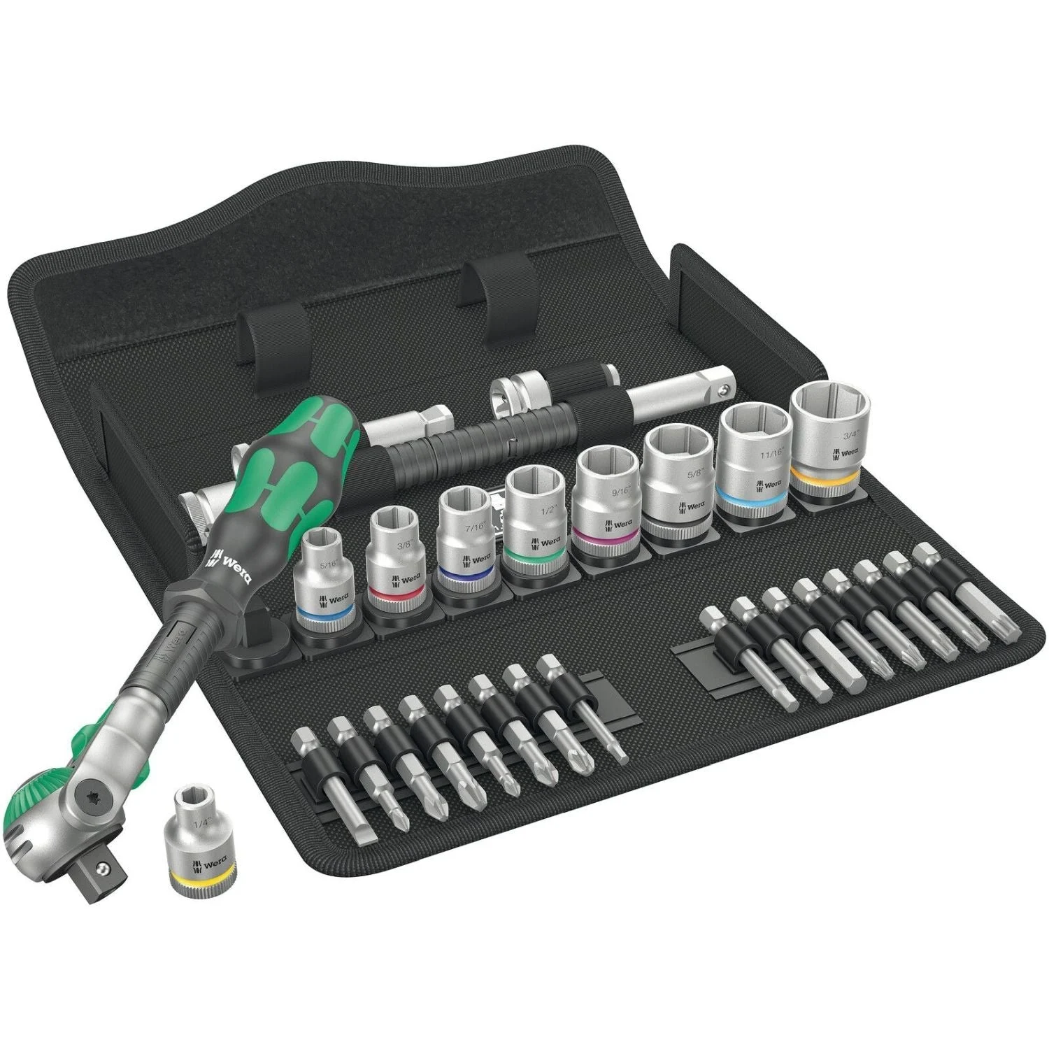 Wera 8100 SB 9 Zyklop Speed Ratchet Set, 3/8-in. Drive, Imperial, 29-Pieces
