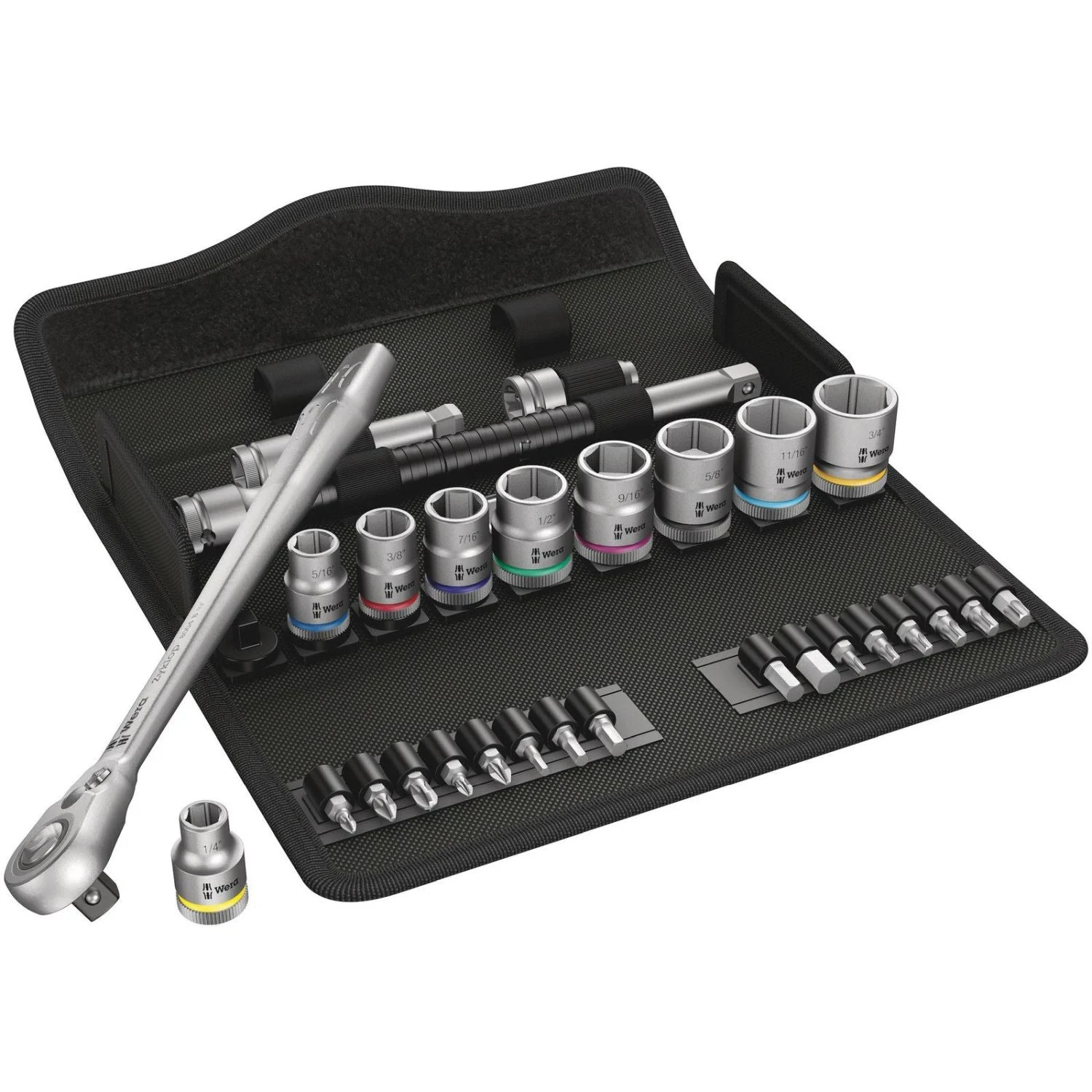 Wera 8100 SB 11 Zyklop Metal Ratchet Set With Switch Lever, 3/8-in. Drive, Imperial, 29-Pieces
