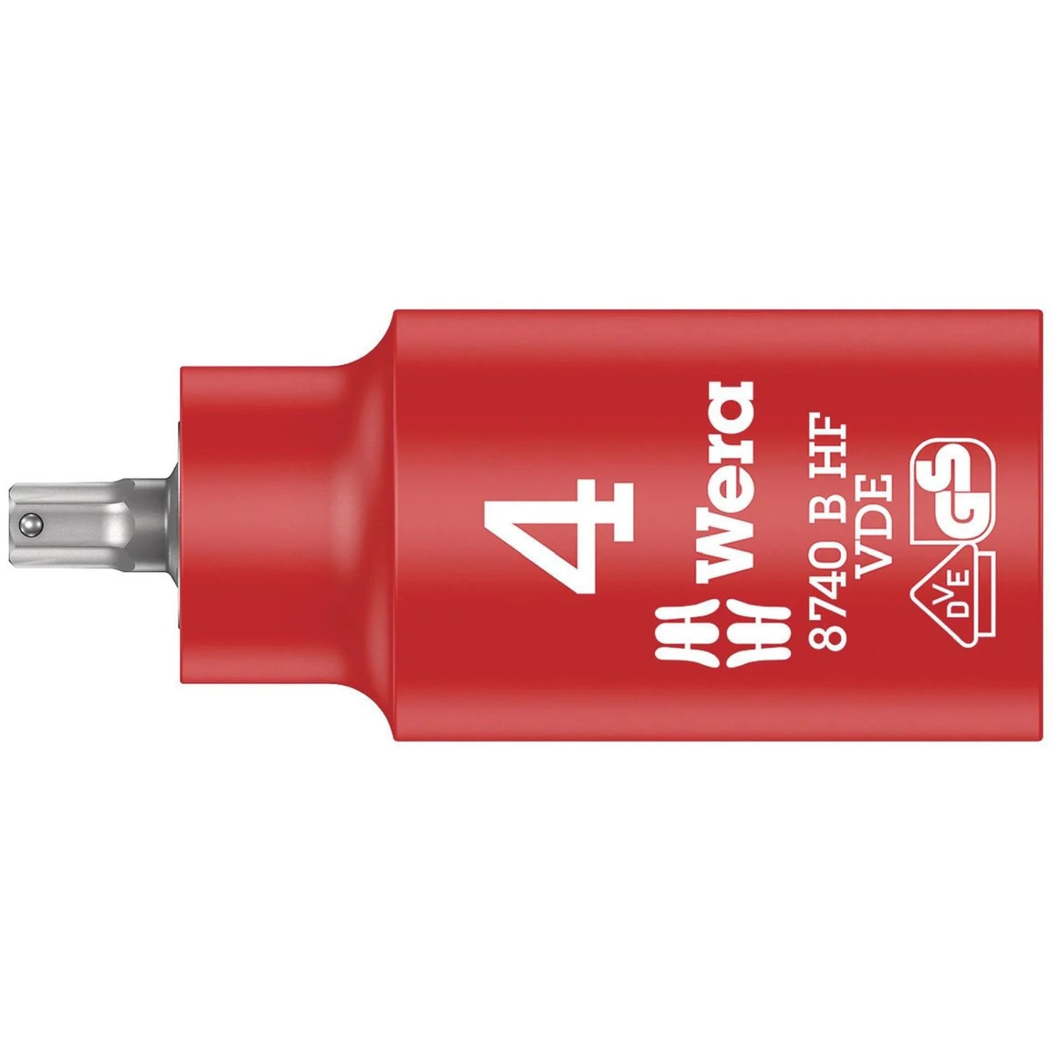 Wera 8740 B VDE Hf Zyklop Hex Bit Socket, Insulated, With Holding Function, 3/8-in. Drive, 4x55-mm.