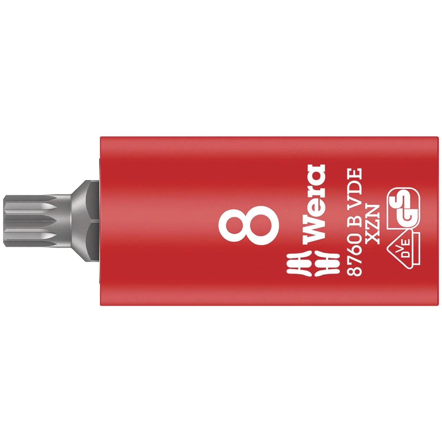 Wera 8760 B VDE Xzn Zyklop Bit Socket, Insulated, 3/8-in. Drive, For Multi-Point Socket Screws, M 8x59-mm.