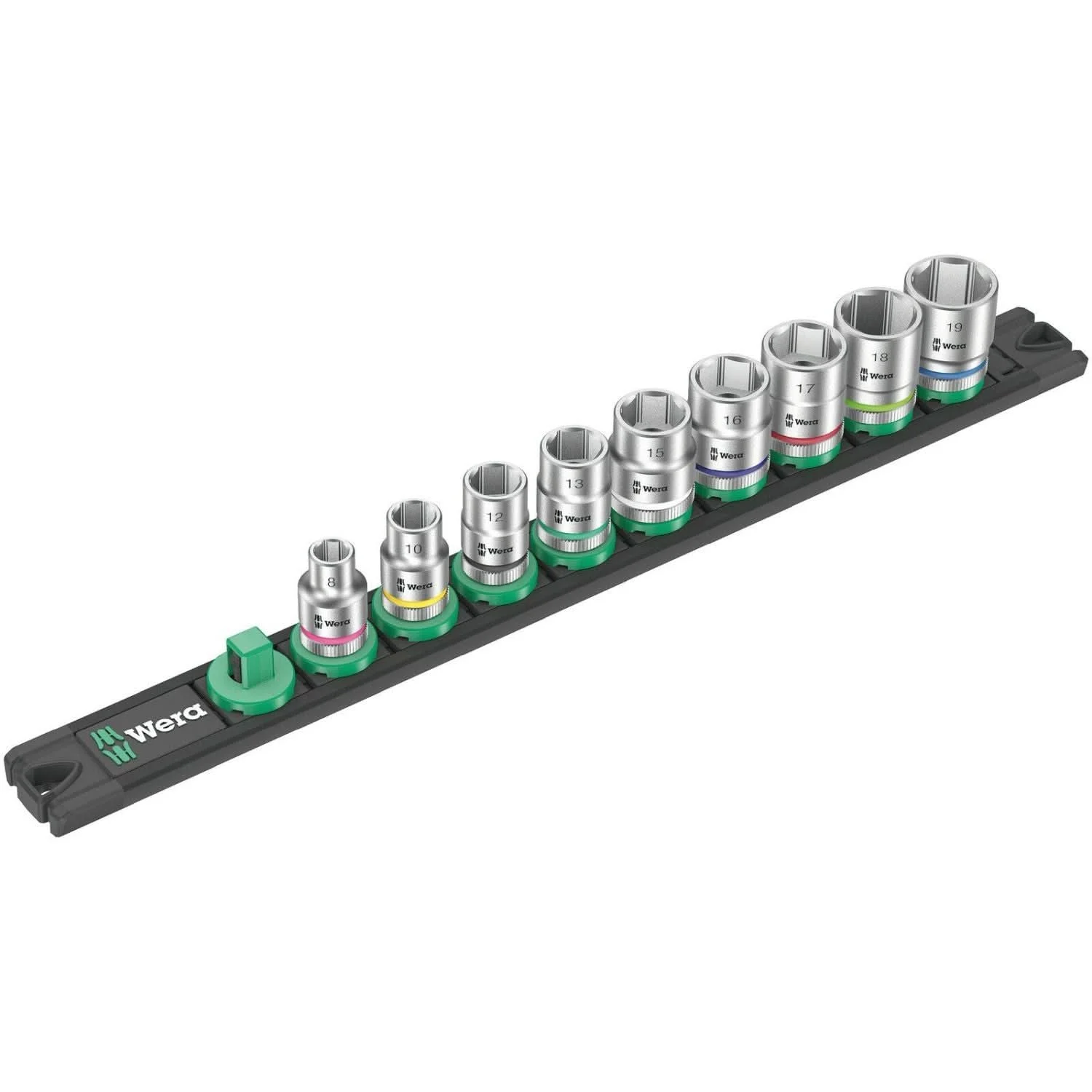 Wera Magnetic Socket Rail B 4 Zyklop Socket Set, 3/8-in. Drive, 9-Pieces