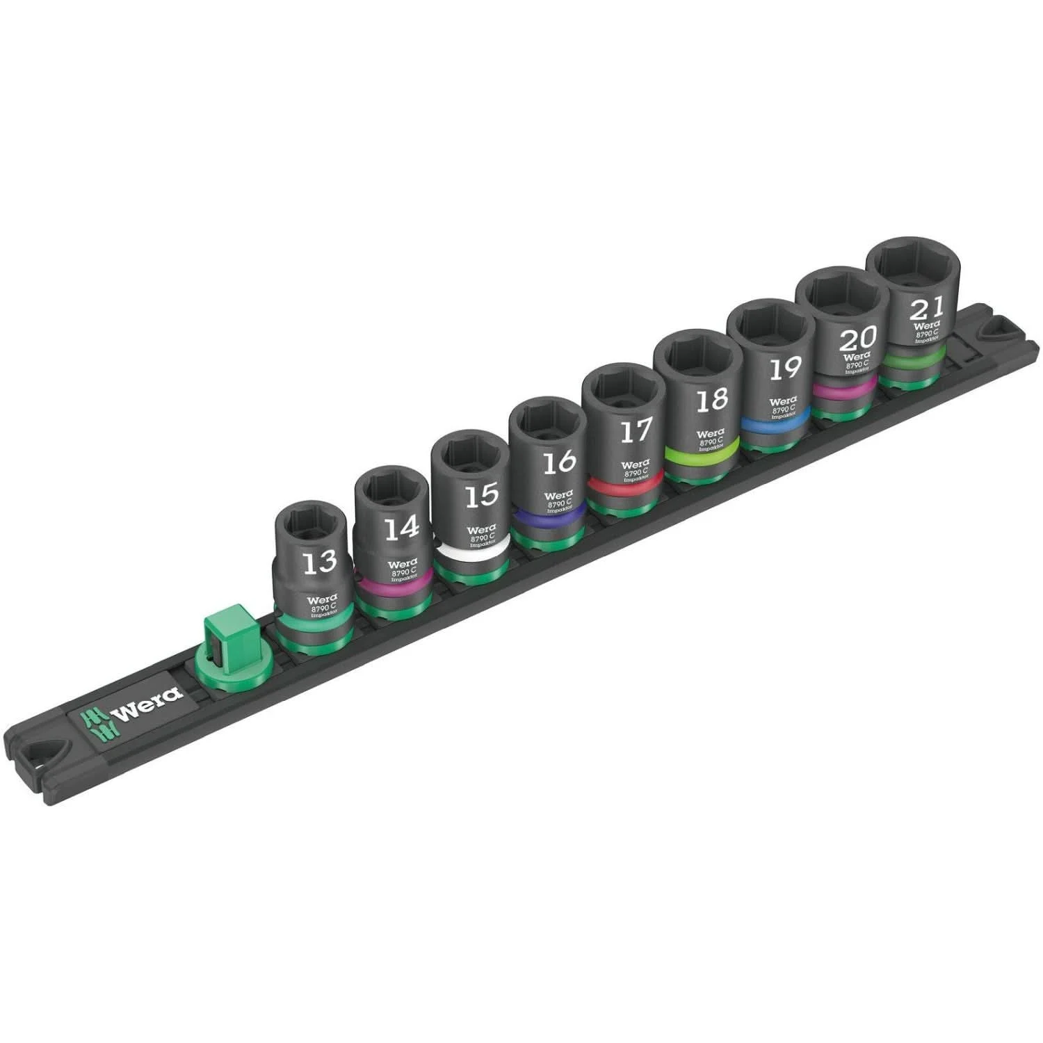 Wera Magnetic Socket Rail C Impaktor 1 Socket Set, 1/2-in. Drive, 9-Pieces