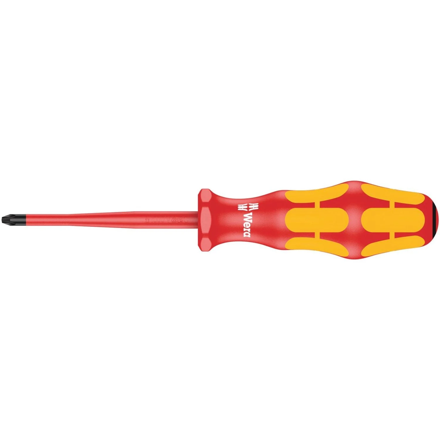 Wera 165 Is Pz VDE Insulated Screwdriver With Reduced Blade Diameter For Pozidriv Screws, Pz 1x80-mm.