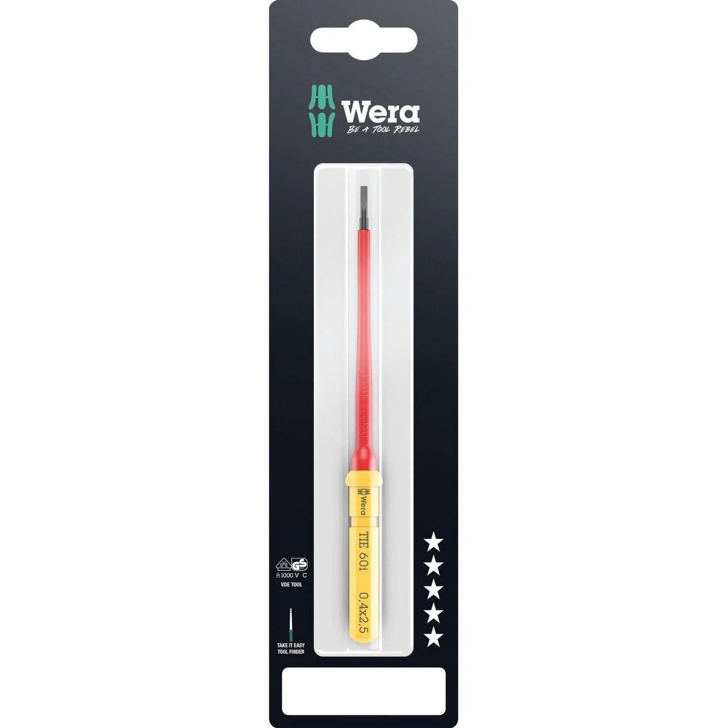 Wera Kraftform Kompakt VDE 60 I Take It Easy SB, 0.4x2.5x157-mm.