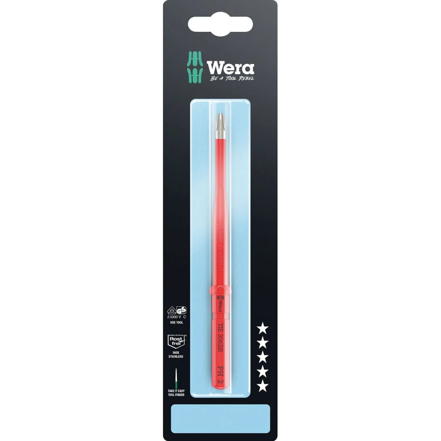 Wera Kraftform Kompakt VDE 3062 Is Take It Easy SB, Stainless Steel, Ph 2x157-mm.