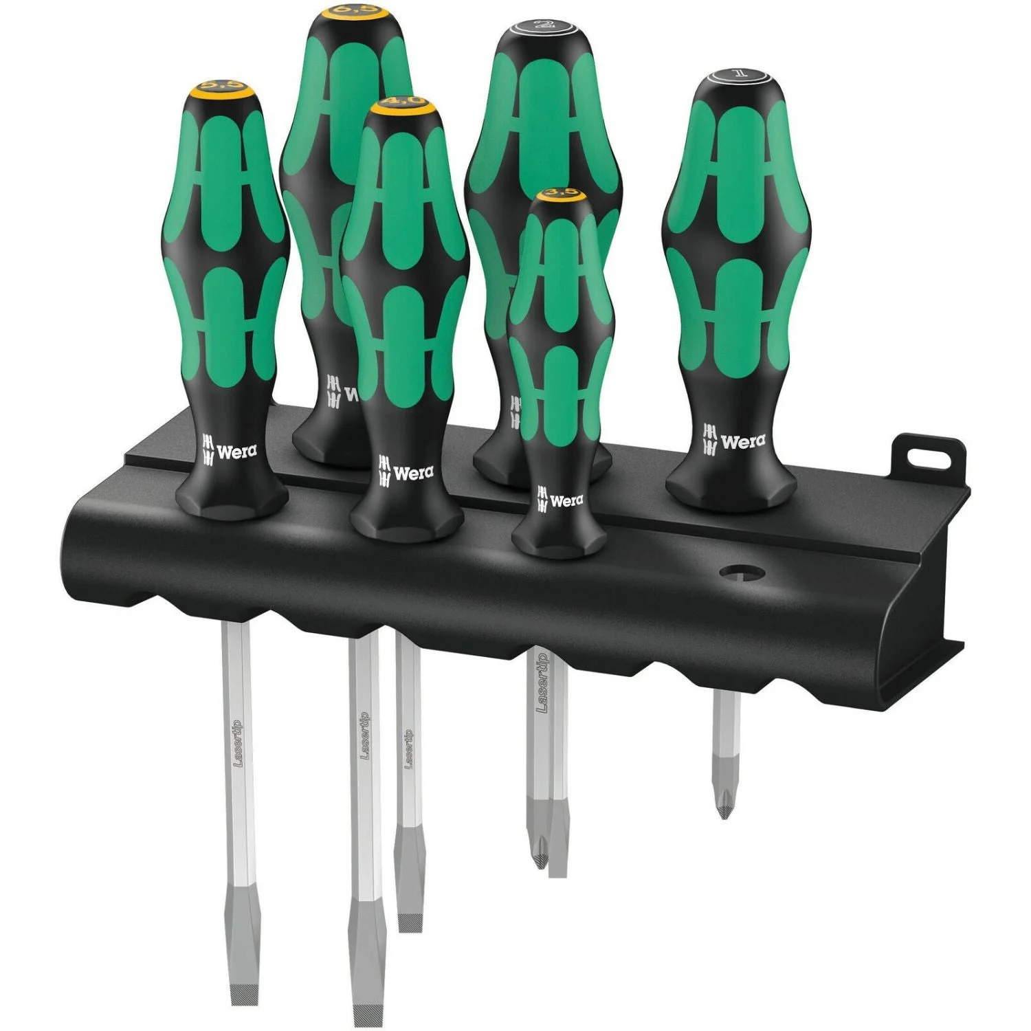 Wera 334/355 Sk/6 Screwdriver Set Kraftform Plus Lasertip And Rack, 6-Pieces