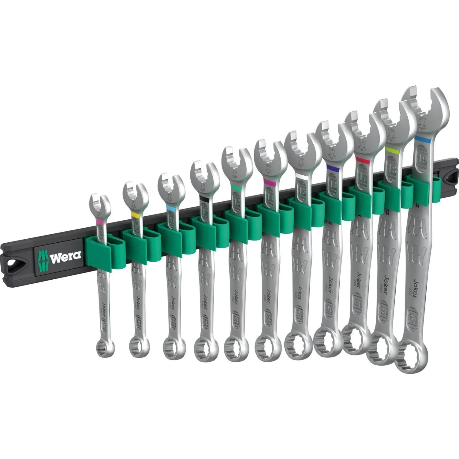 Wera 9640 Magnetic Rail 6003 Joker 1 Ring Spanner Set, 11-Pieces