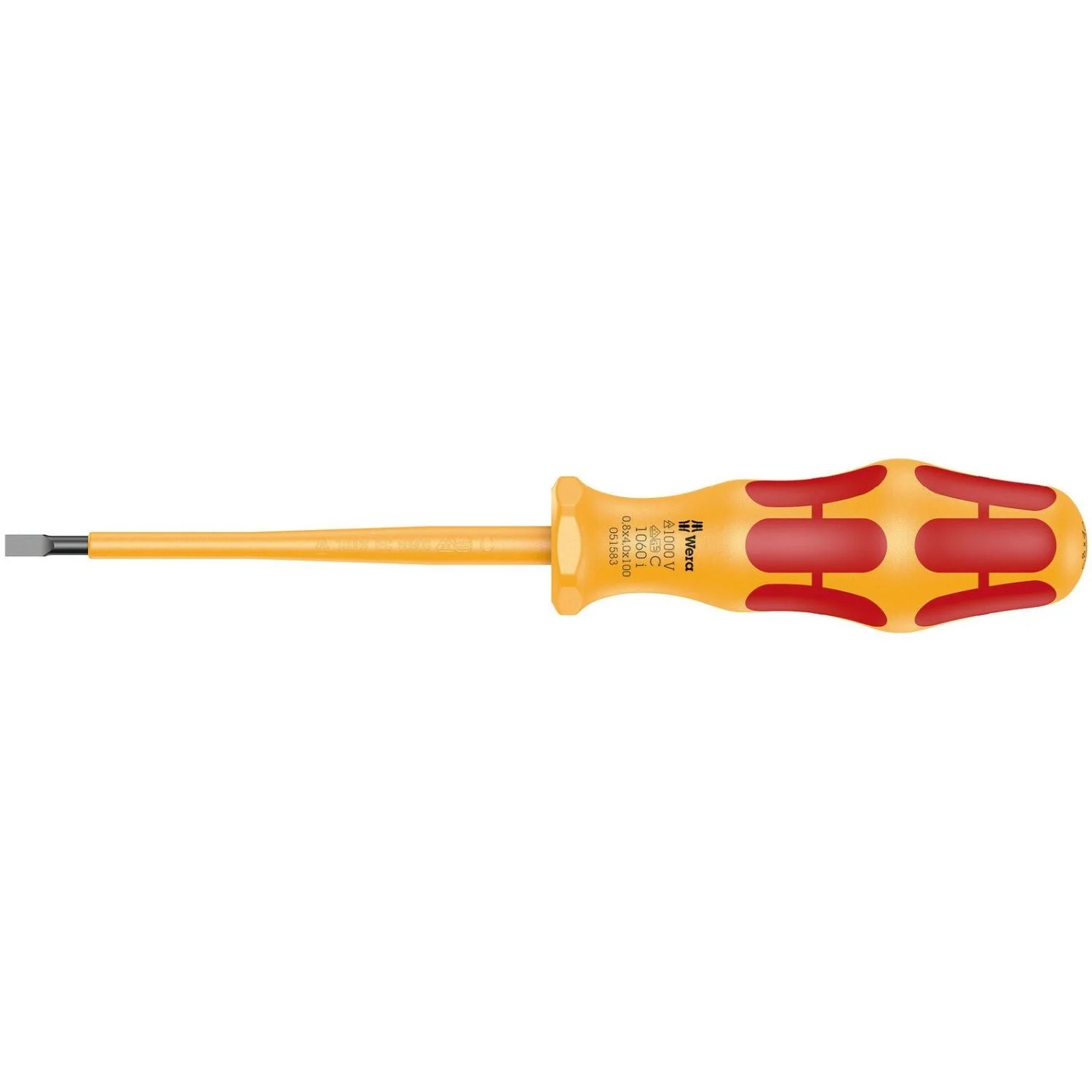 Wera 1060 I Vde-insulated Kraftform Slotted Screwdriver, 0.8x4x100-mm.