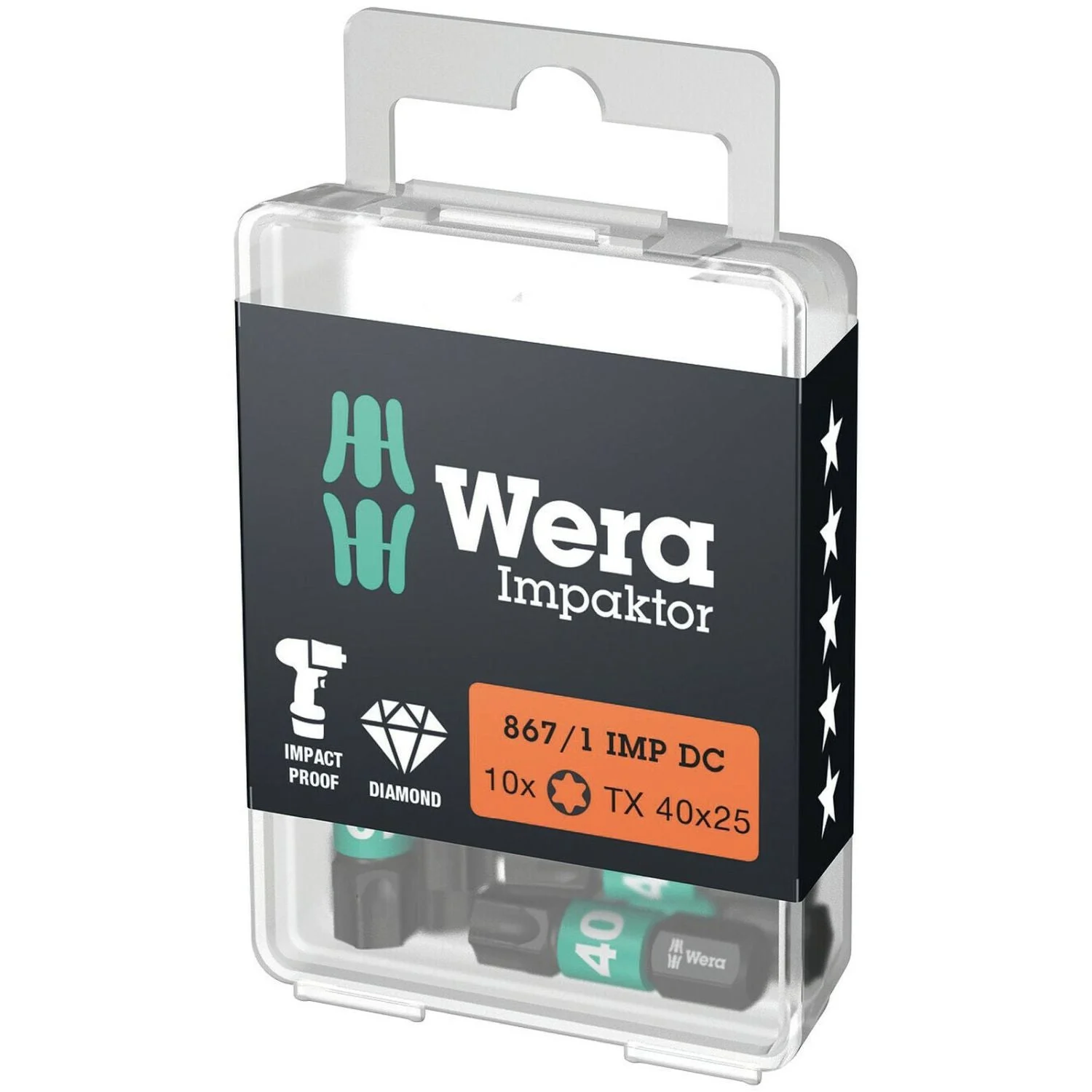 Wera 867/1 Imp Dc Torx Diy Impaktor Bit, Torx 40x25-mm., 10-Pieces