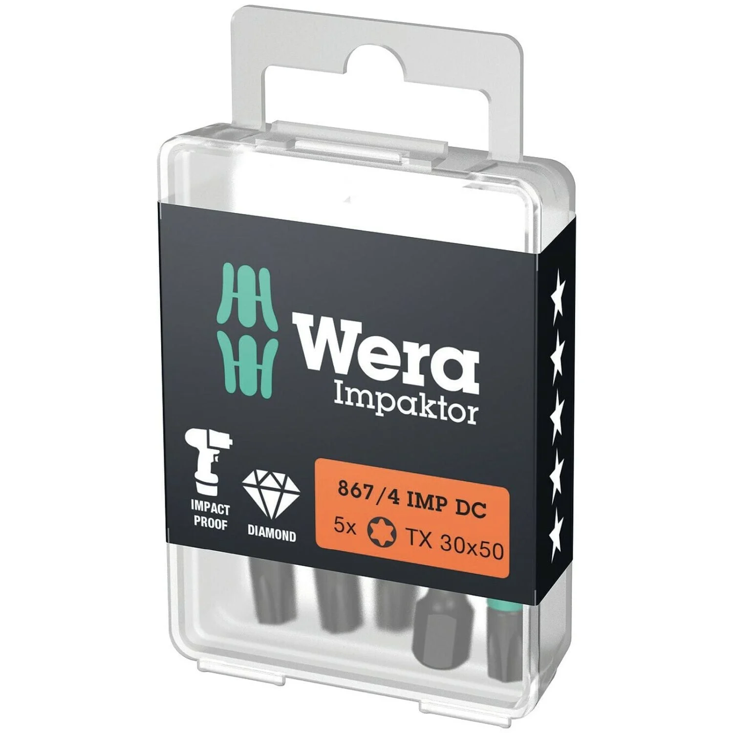 Wera 867/4 Imp Dc Torx Diy Impaktor Bit, Torx 30x50-mm., 5-Pieces