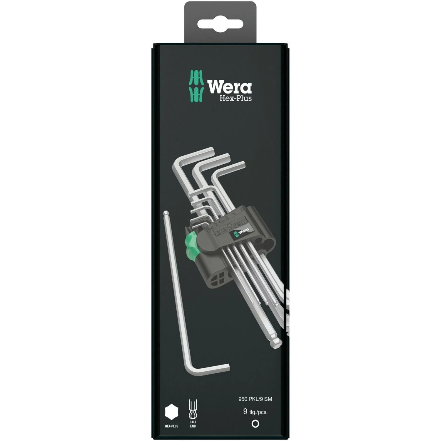Wera 950/9 Hex-Plus 1 SB L-Key Set, Metric, Chrome-Plated, 9-Pieces