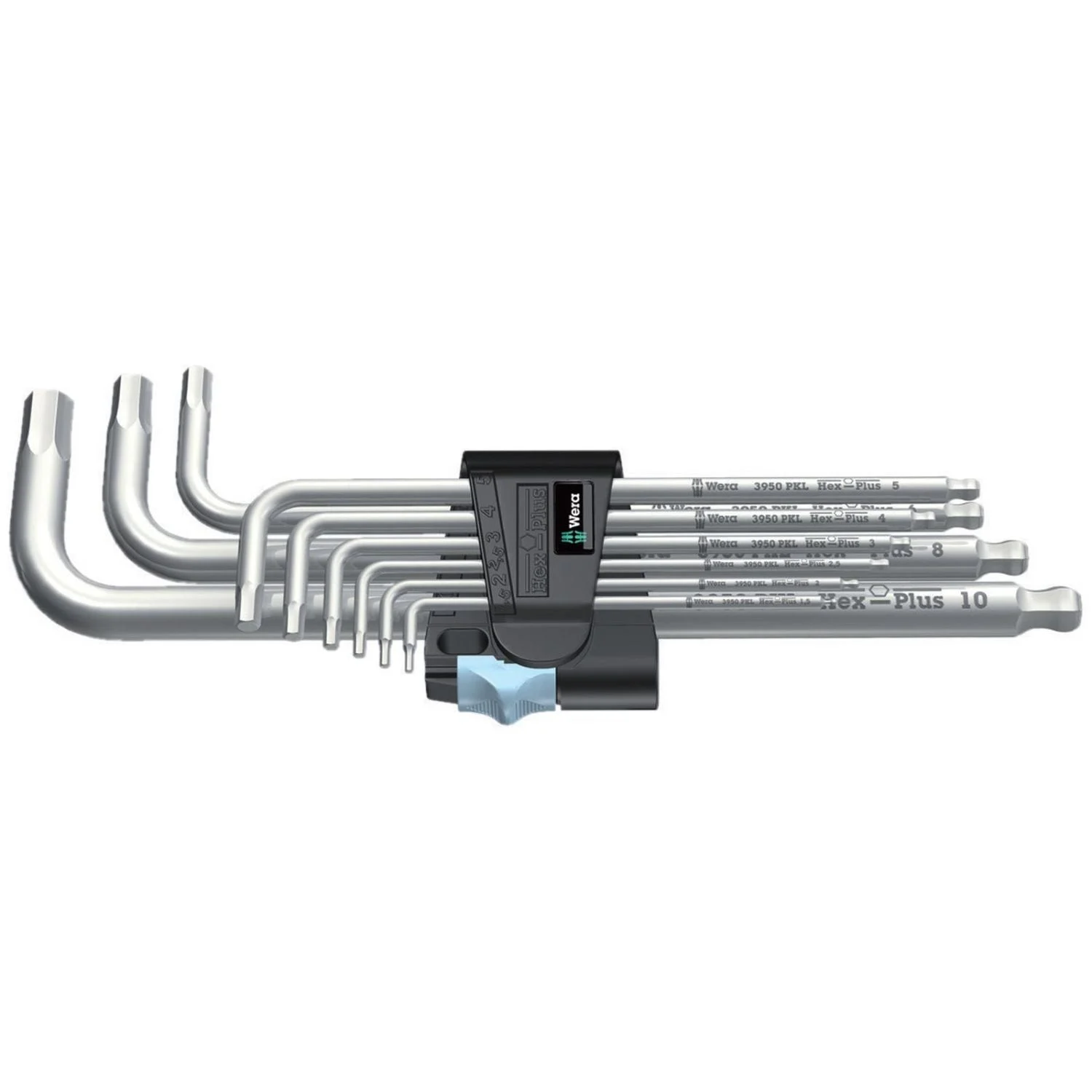 Wera 3950/9 Hex-Plus Stainless 1 SB L-Key Set, Metric, Stainless, 9-Pieces