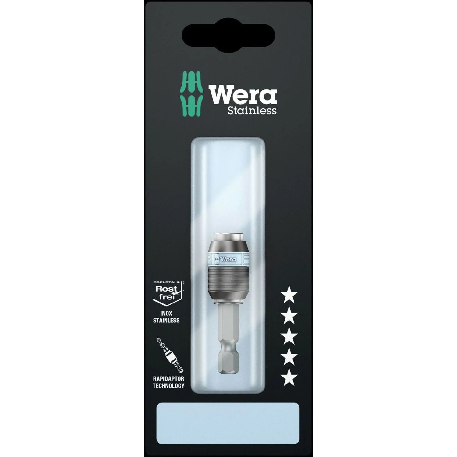 Wera 3888/4/1 K SB Rapidaptor Universal Bit Holder, Stainless, 1/4-in.x50-mm.