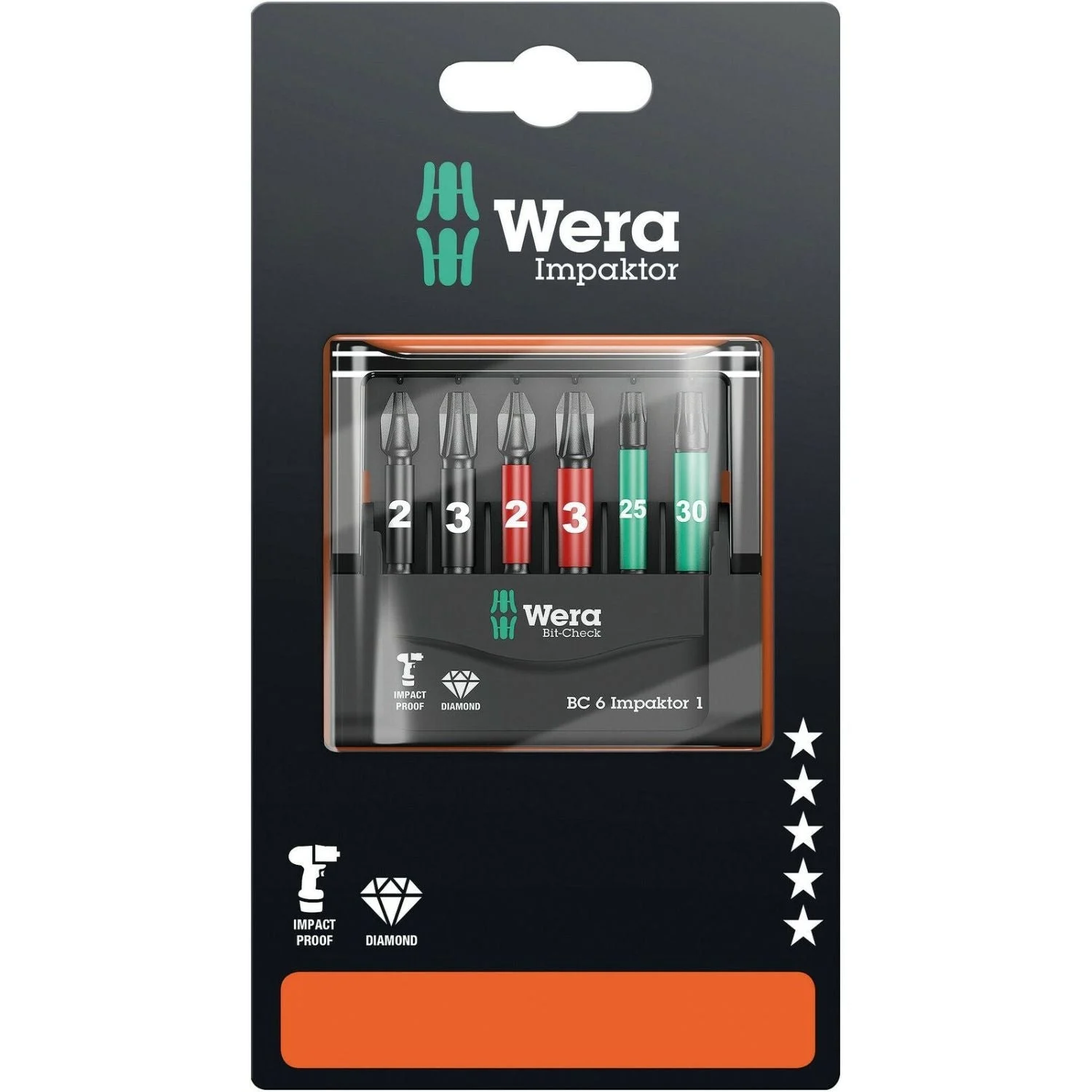 Wera Bit-Check 6 Impaktor 1 SB, 6-Pieces