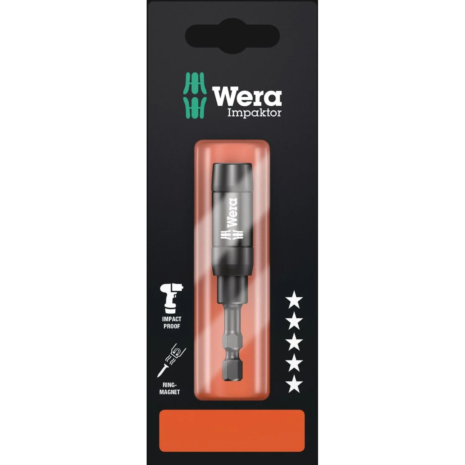 Wera 897/4 Imp R SB Impaktor Holder With Retaining Ring And Ring Magnet, 1/4-in.x75-mm.