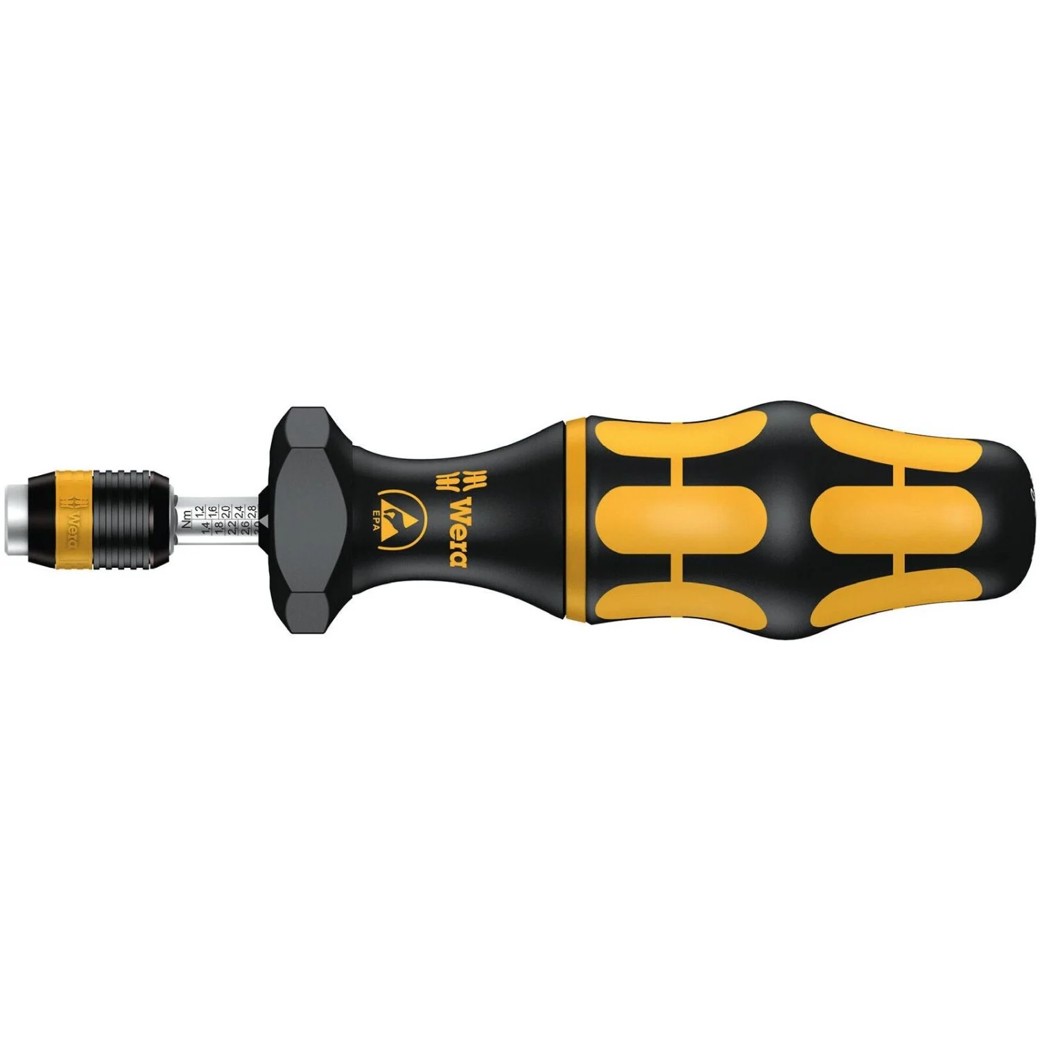 Wera Series 7400 Esd Kraftform Adjustable Torque Screwdrivers (2.5-29.0 In.Lbs.) With Rapidaptor Quick-Release Chuck, 7445 Esdx2.5-11.5 In. Lbs.