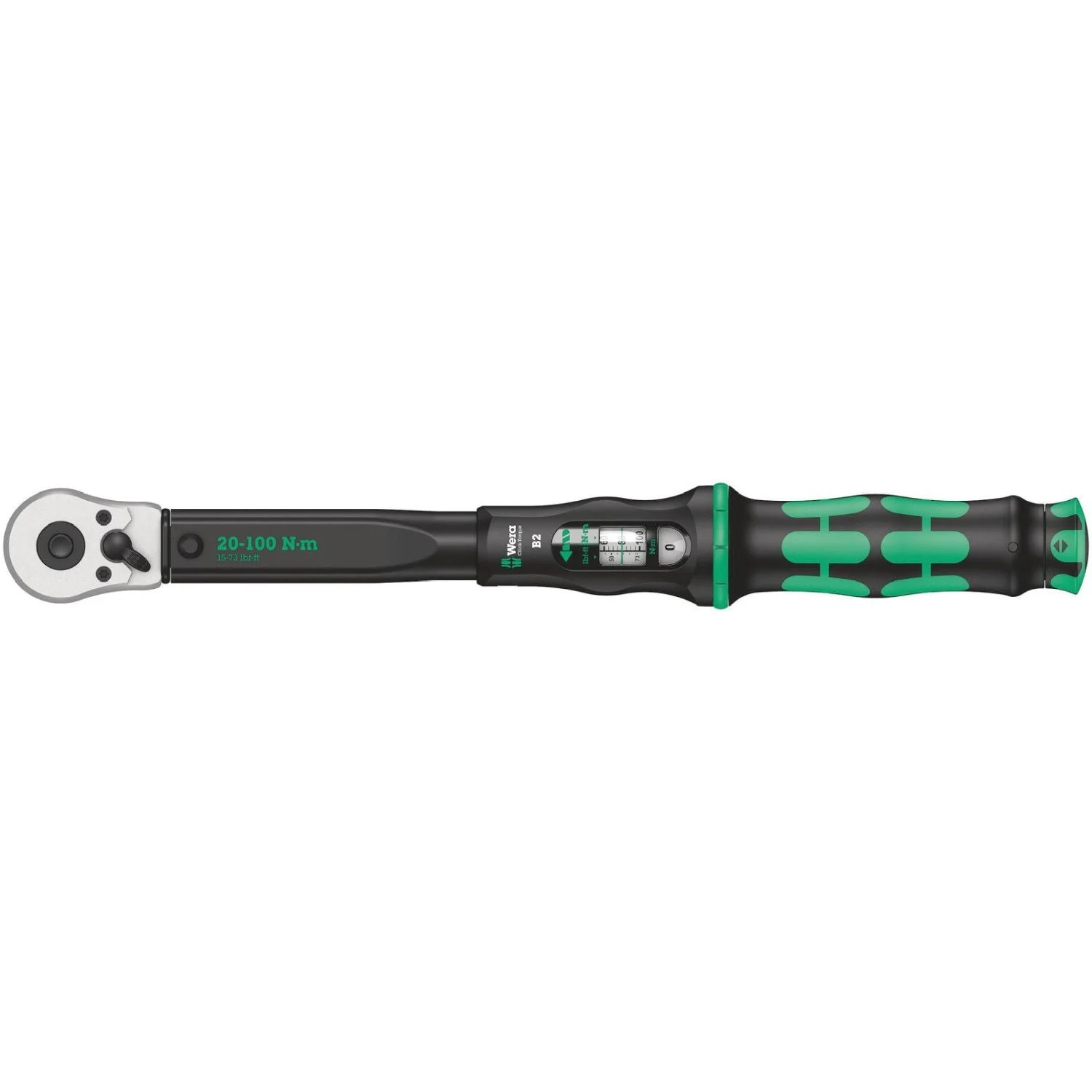Wera Click-Torque B 2 Torque Wrench With Reversible Ratchet, 20-100 Nm, 3/8-in.x20-100 Nm