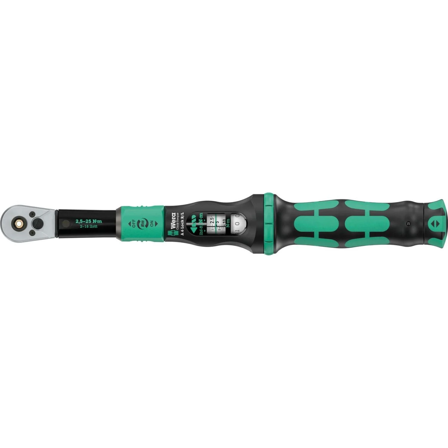 Wera Click-Torque Lock A 6 R/L Torque Wrench, Adjustable, Torque Lock Function, Continuous Bit Mounting (1/4-in.), 2.5-25 Nm, 1/4-in.x2.5-25 Nm