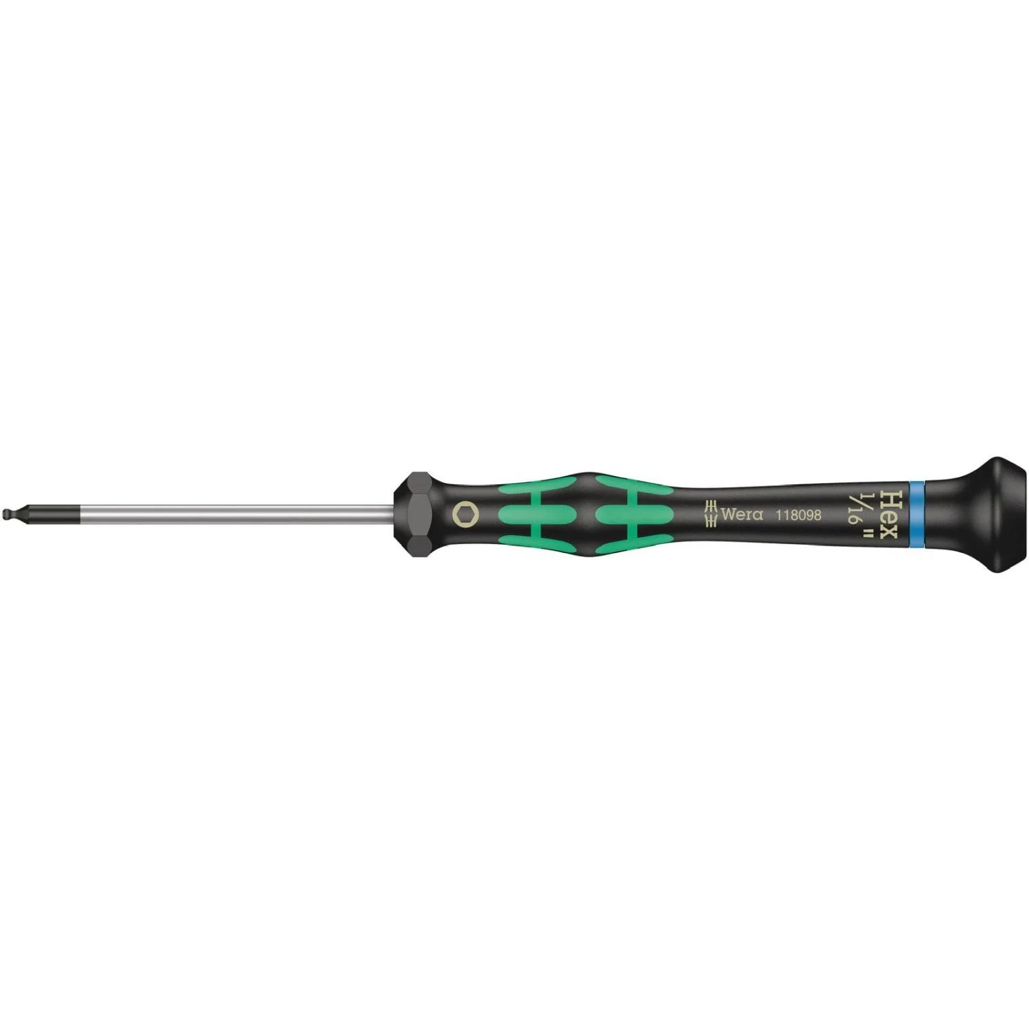 Wera 2052 Ball End Hexagon Screwdriver For Electronic Applications, 1/16-in.x60-mm.