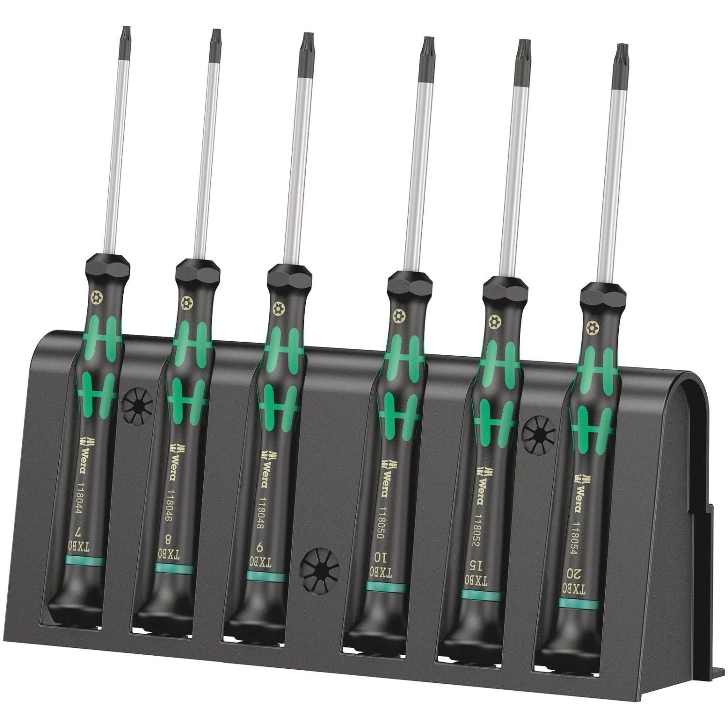 Wera 2067/6 Torx Bo Screwdriver Set And Rack For Electronic Applications, 6-Pieces