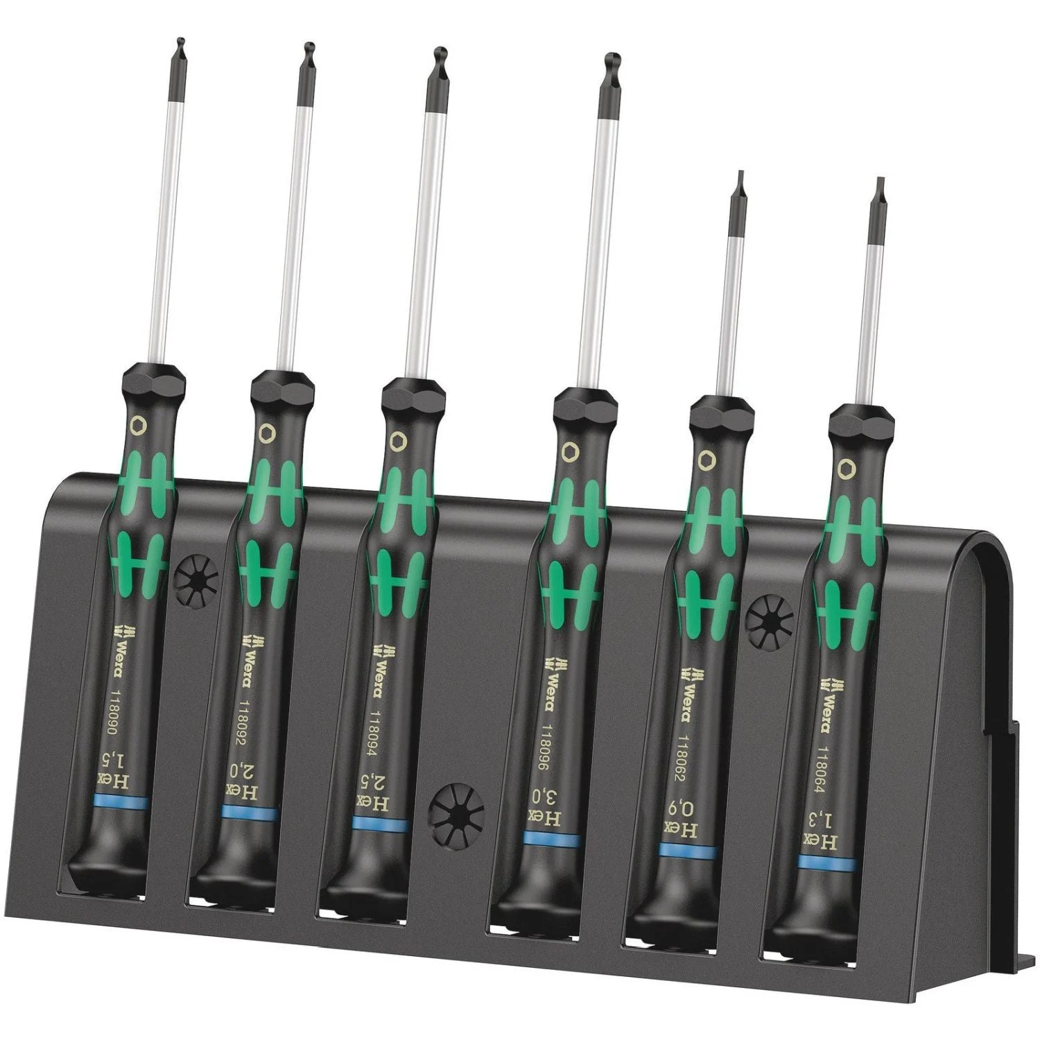Wera 2052/6 Hexagon Screwdriver Set And Rack For Electronic Applications, 6-Pieces