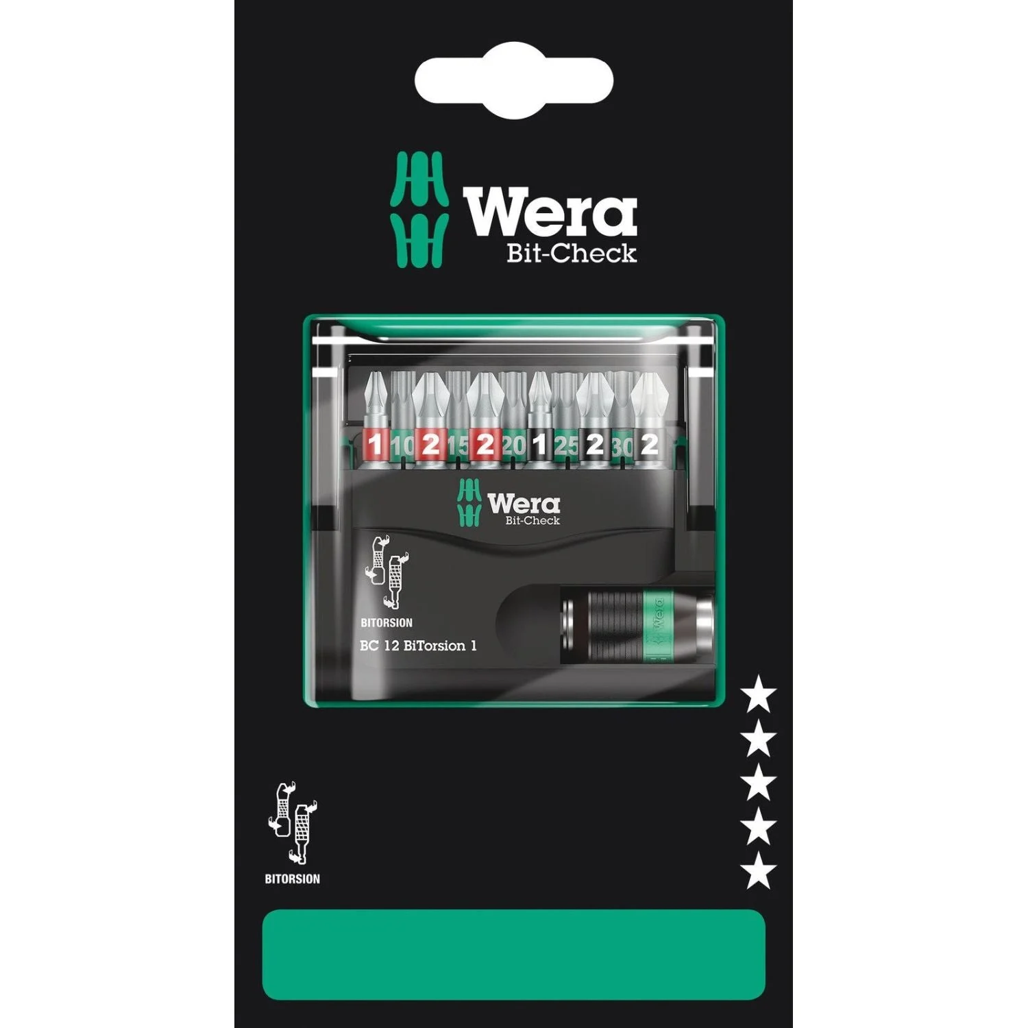 Wera Bit-Check 12 Bitorsion 1 SB, 12-Pieces