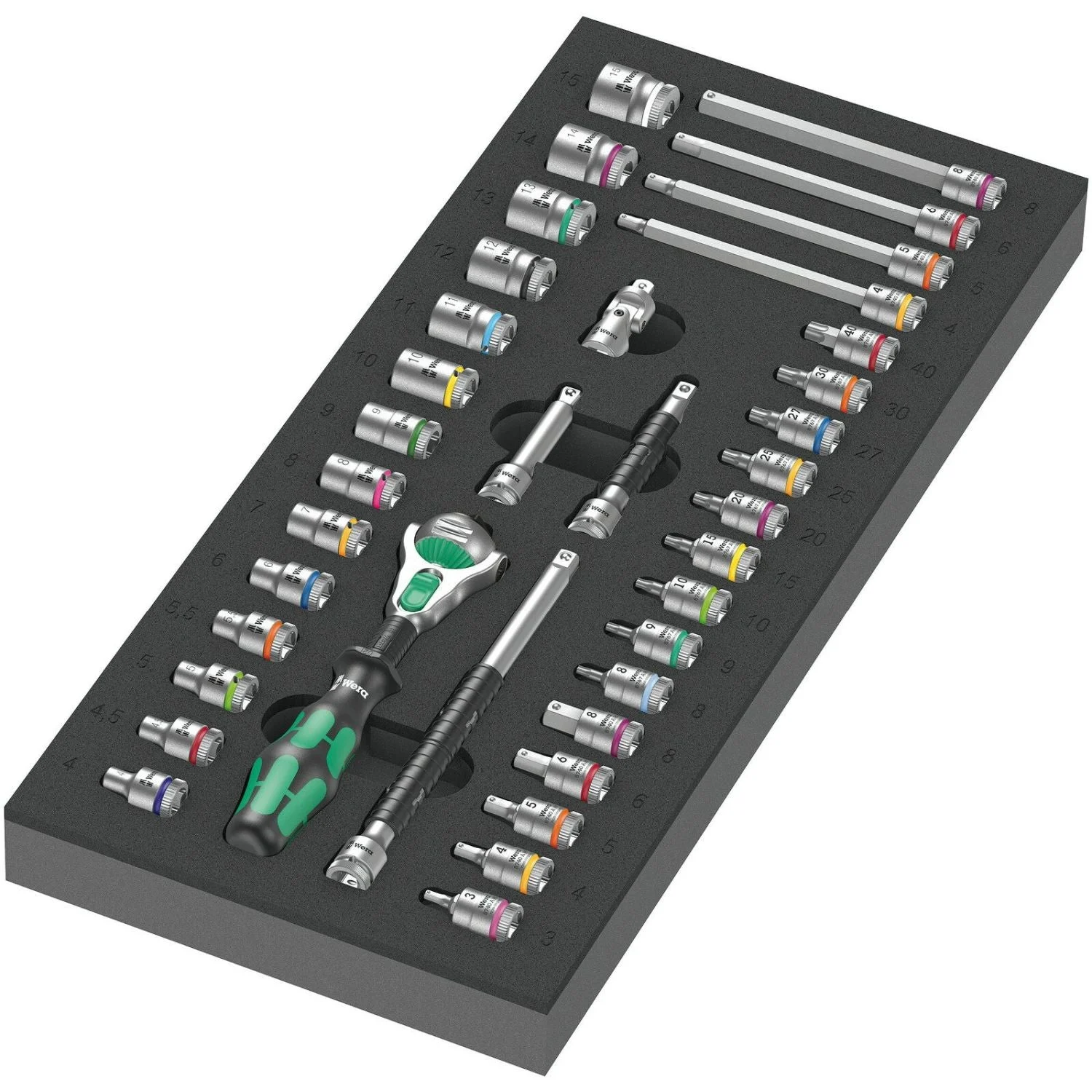 Wera 9720 Foam Insert 8000 A Zyklop 1/4-in. Ratchet Set 1, 37-Pieces
