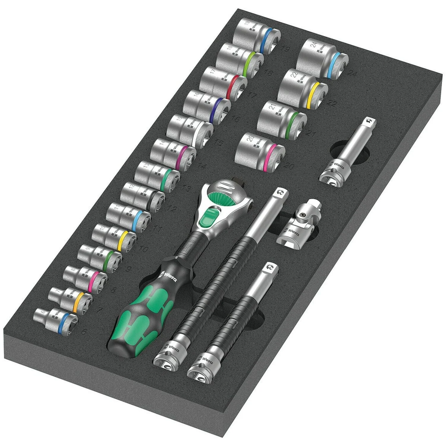 Wera 9721 Foam Insert 8000 B Zyklop 3/8-in. Ratchet Set 1, 23-Pieces