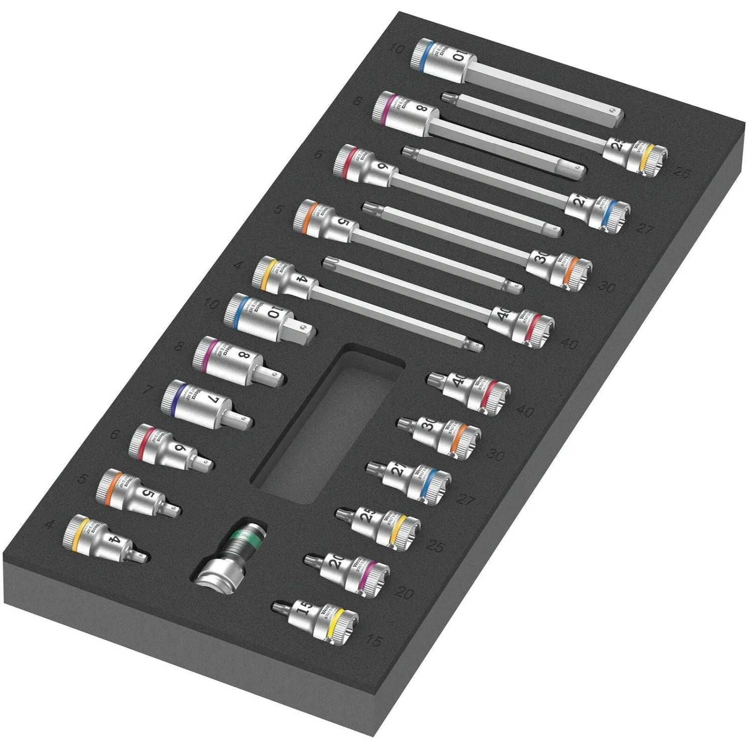 Wera 9723 Foam Insert Zyklop B 3/8-in. Bit Socket Set 1, 22-Pieces