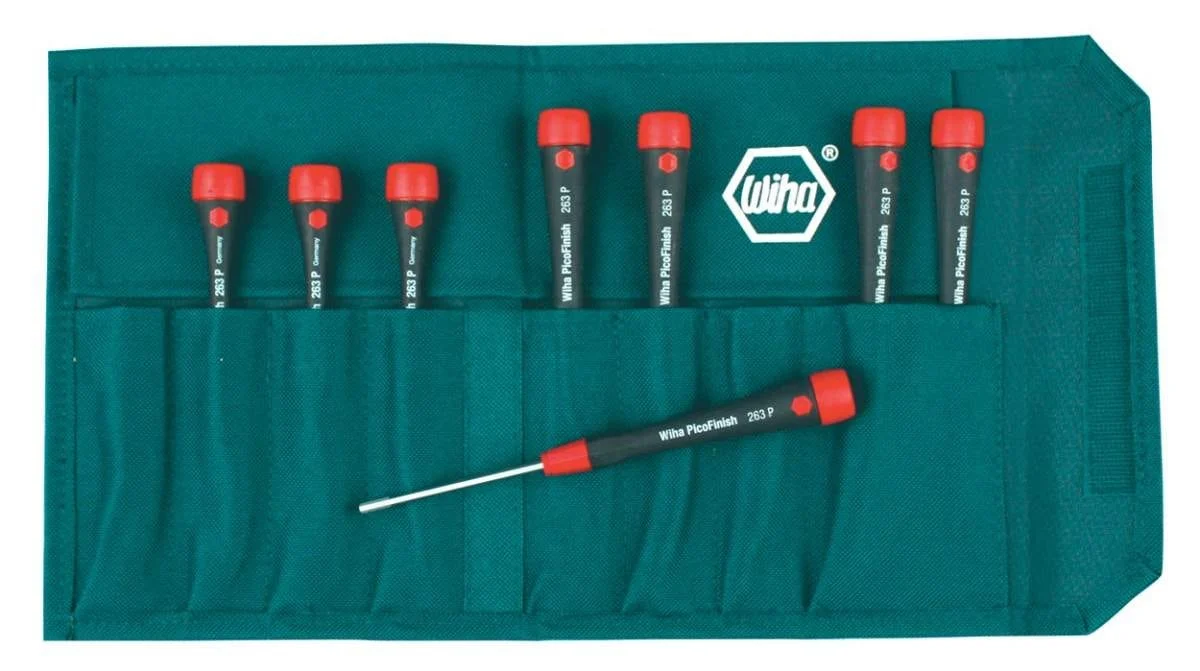 Wiha 26392 PicoFinish Precision Hex Inch Driver 8 Piece Set in Canvas Pouch