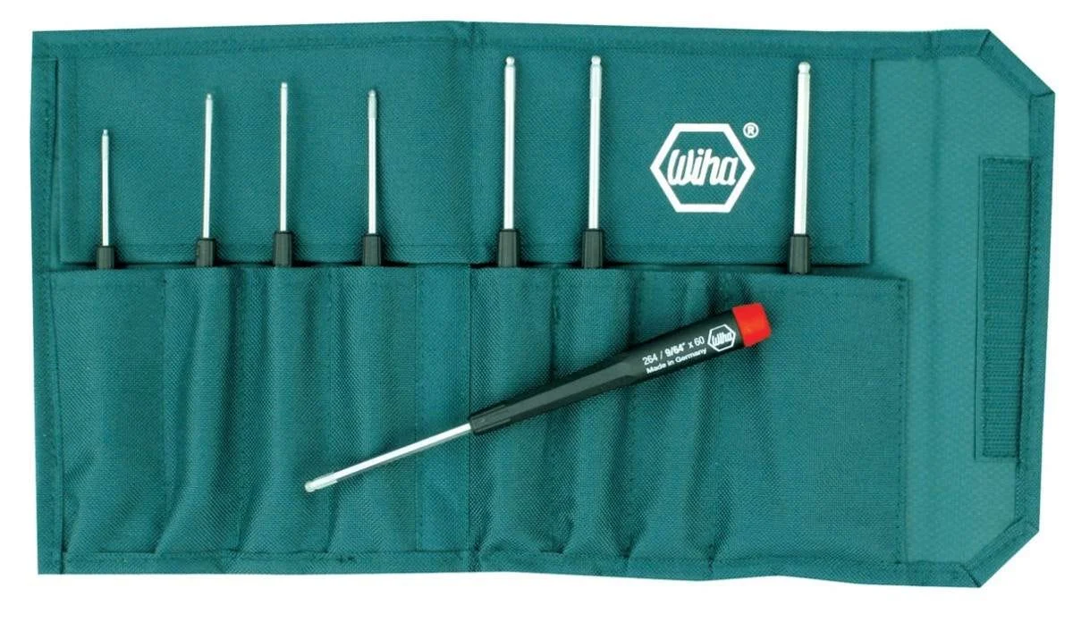 Wiha 26499 Precision Ball End Hex Inch Driver 8 Piece Set in Canvas Pouch