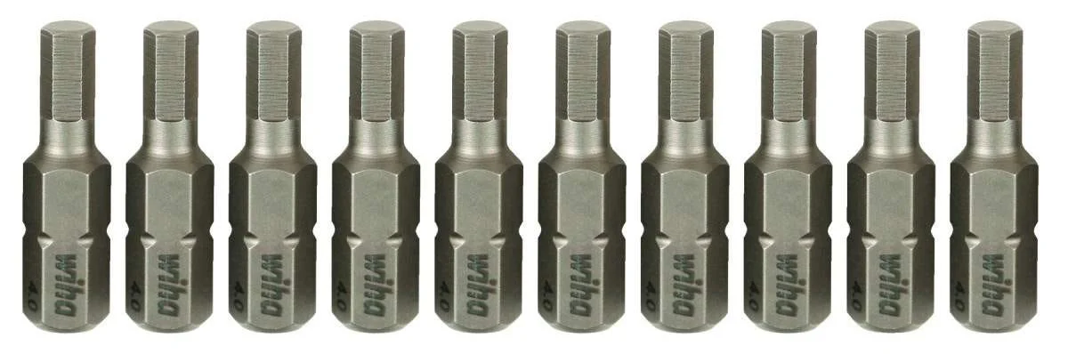 Wiha 71312 Hex Metric Insert Bit 4.0 x 25mm - 10 PACK