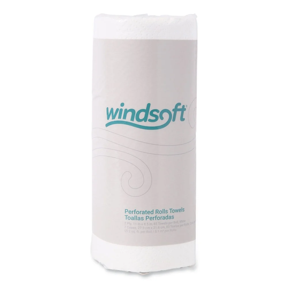 Windsoft 122085CTB 11 in. x 8.5 in. 2-Ply Kitchen Roll Towels - White (30 Rolls/Carton)