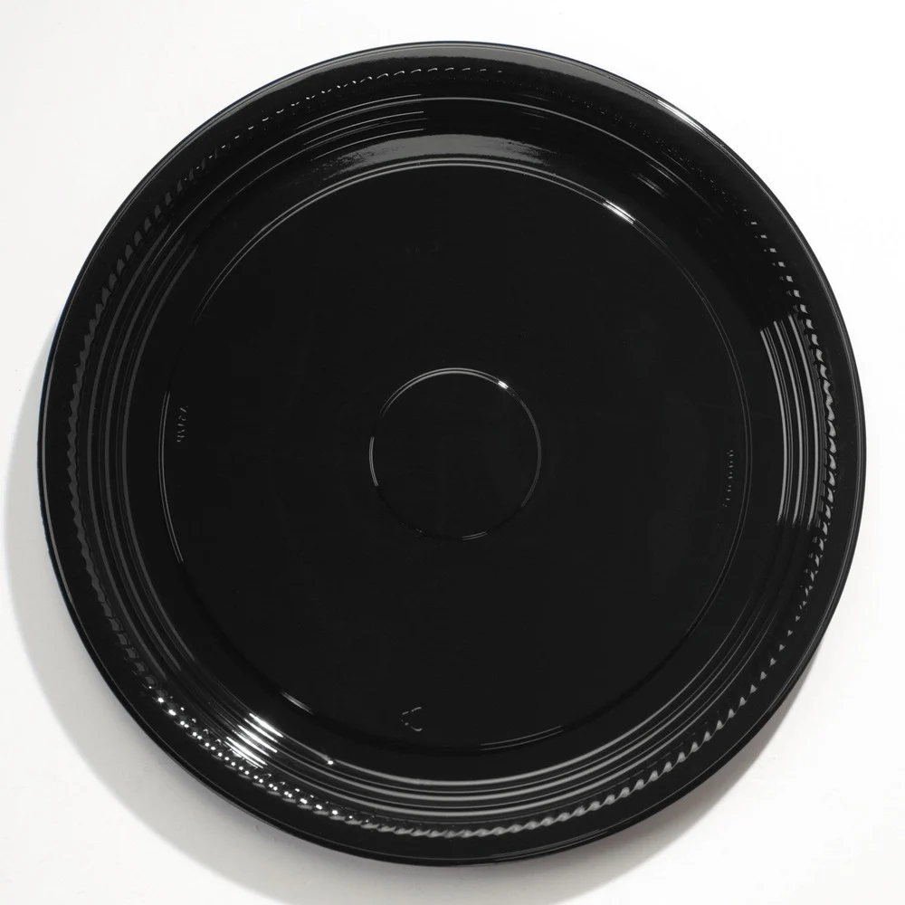 WNA WNA A518PBL 25-Piece/Carton CaterLine Casuals 18 in. Thermoformed Platters - Black