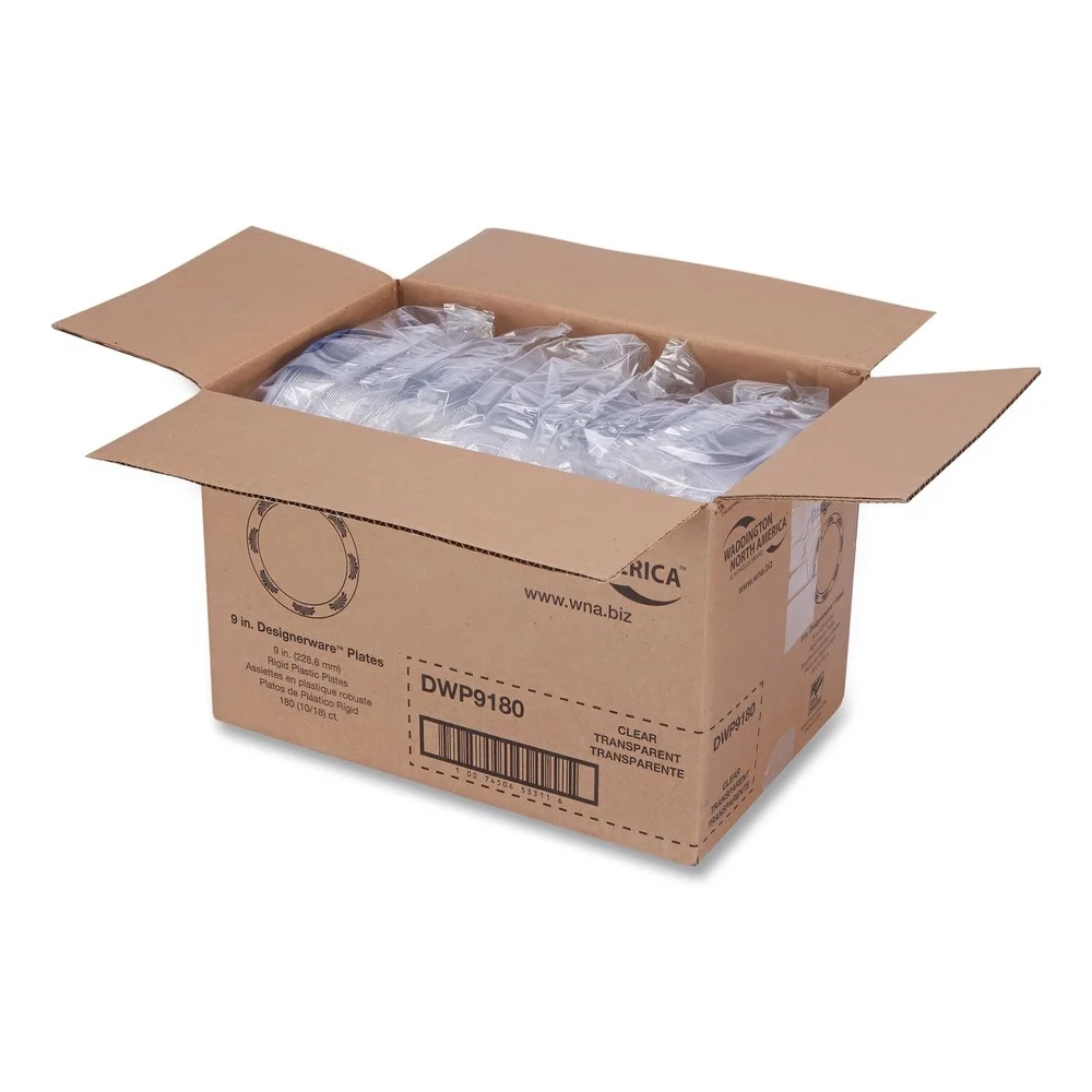 WNA WNA DWP9180 10-Piece/Pack, 18 Packs/Carton Designerware 9 in. Plastic Plates - Clear