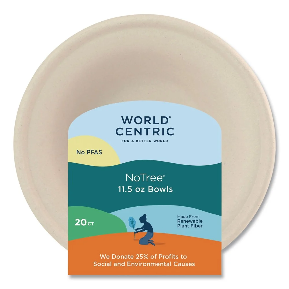 World Centric 6 in. x 6 in. x 1.7 in. 20 oz. Fiber Bowls - Natural (20/Pack)