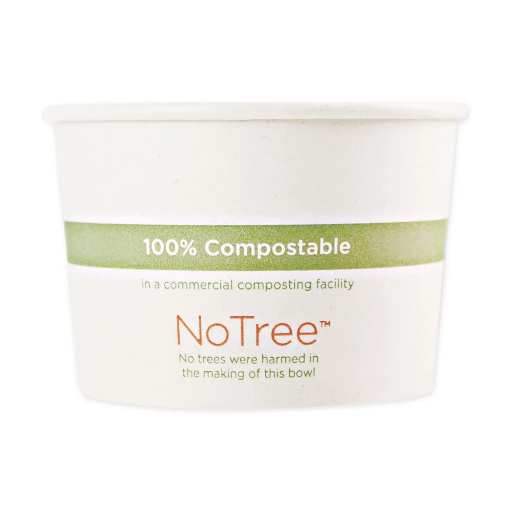 World Centric BOSU8 No Tree 3.4 in. Diameter x 2.3 in. h Sugarcane Paper Bowls - Natural (1,000/Carton)