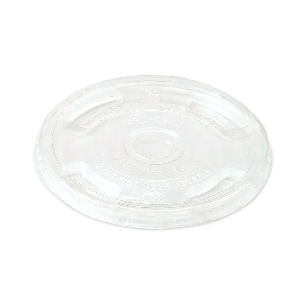 World Centric PLA Flat Cold Cup Lids - Clear (1,000/Carton)