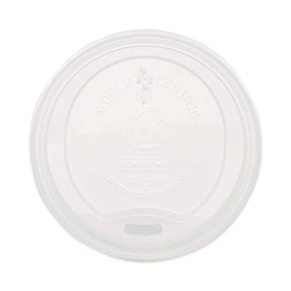 World Centric CULCS12 10 oz. - 20 oz. PLA Lids for Hot Cups - White (1000/Carton)
